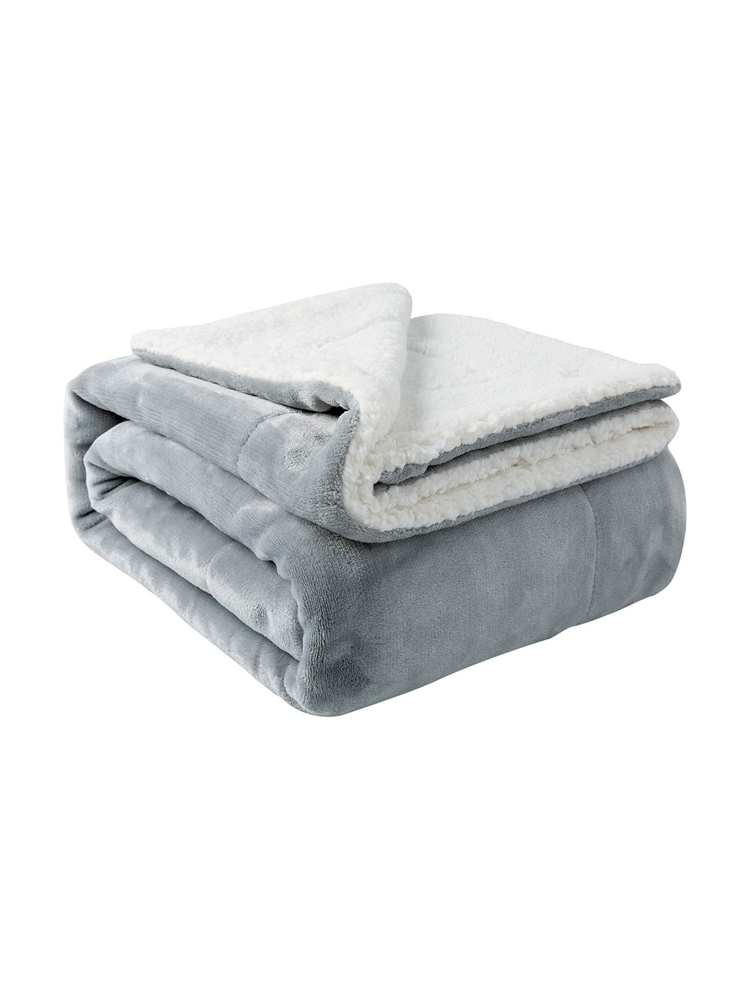 

bsb home Grey & White Fleece Heavy Winter 500 GSM Single Bed Blanket