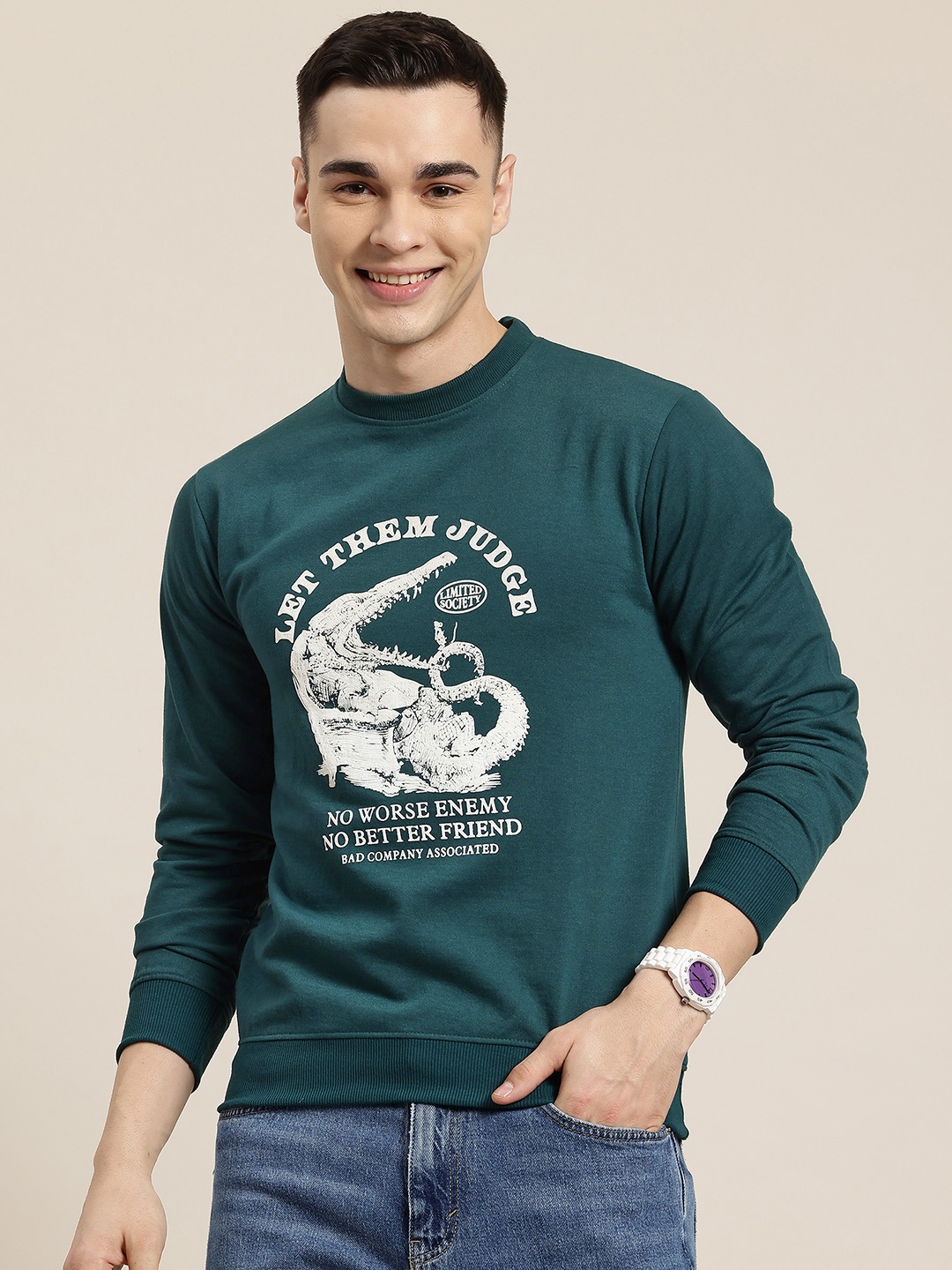 

HERE&NOW Typography Printed Sweatshirt, Teal