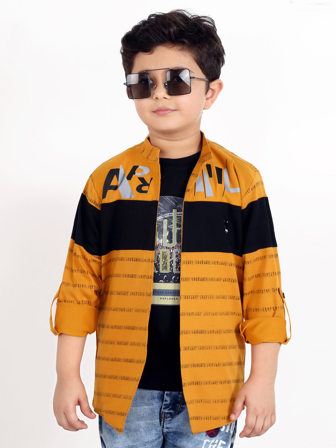 

MashUp Boys Opaque Printed Casual Shirt, Mustard