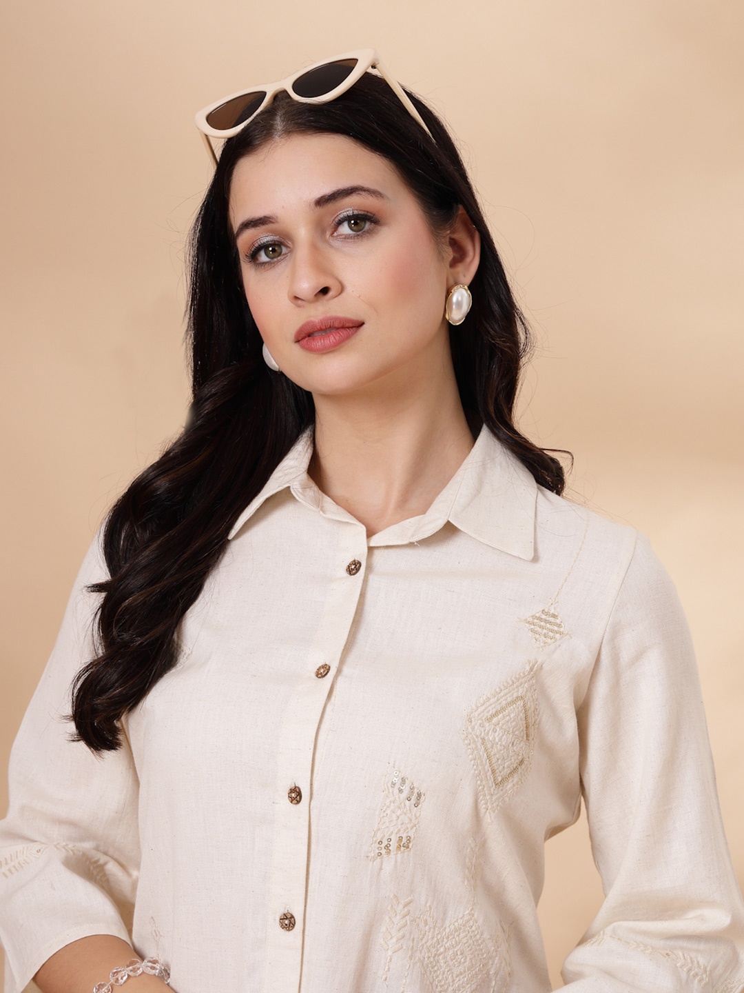 

Nayam By Lakshita Women Floral Opaque Casual Shirt, Beige