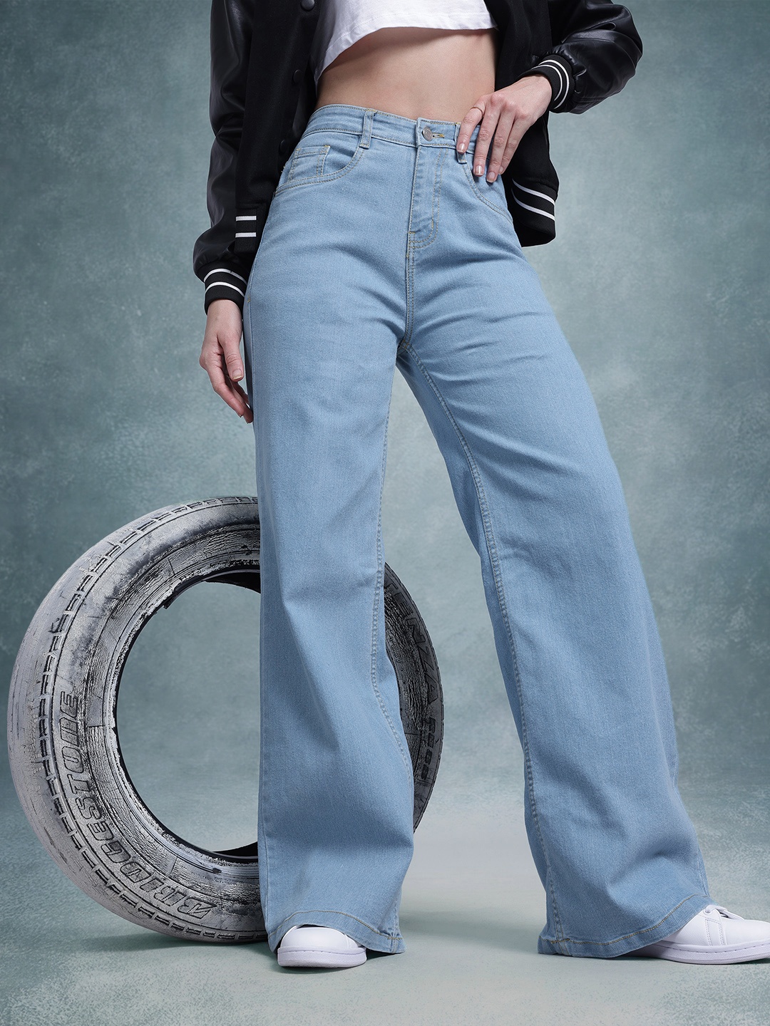 

The Roadster Life Co. Women Wide Leg Jeans, Blue