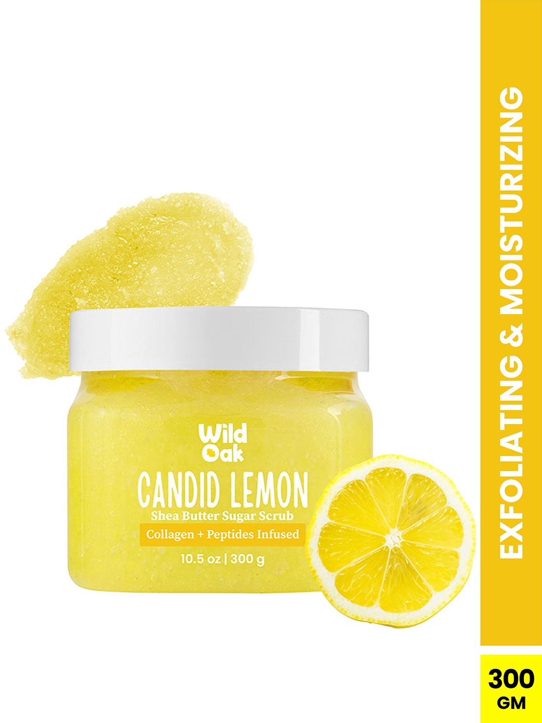 

Wild Oak Candid Lemon Shea Butter Sugar Body Scrub with Niacinamide & Collagen - 300g, Yellow