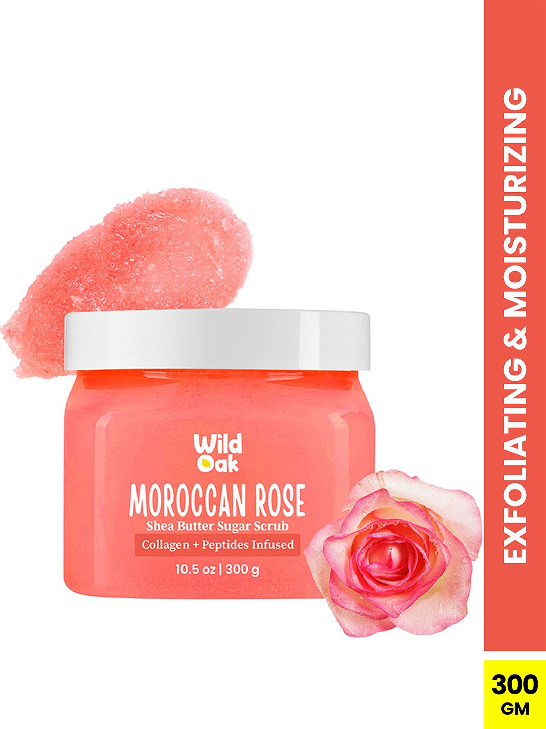 

Wild Oak Moroccan Rose Shea Butter Sugar Body Scrub with Vegan Collagen & Peptides - 300g