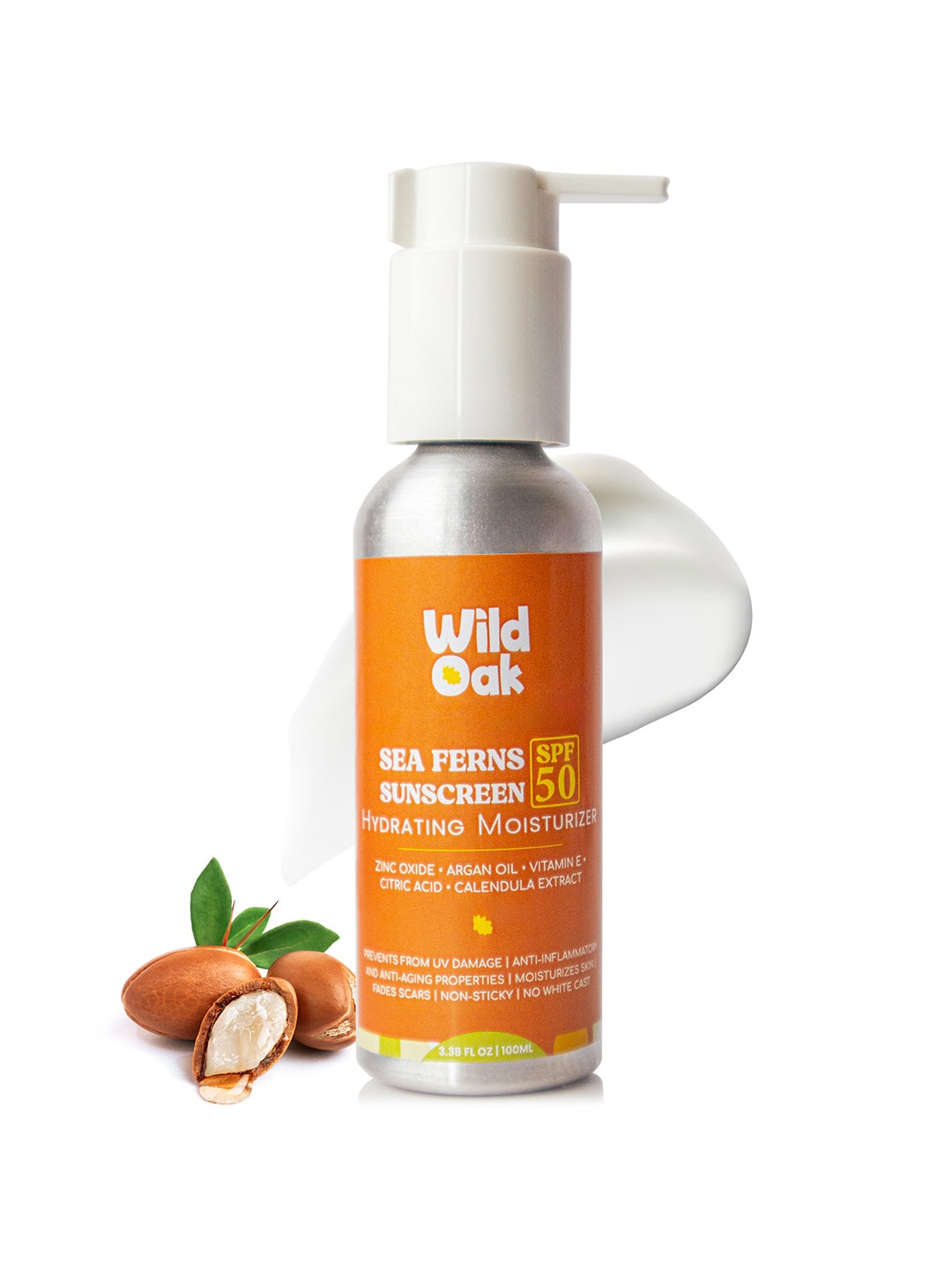 

Wild Oak Sea Fern Vitamin E Sunscreen + Moisturizer - SPF50 PA+++ - 100ml, Off white