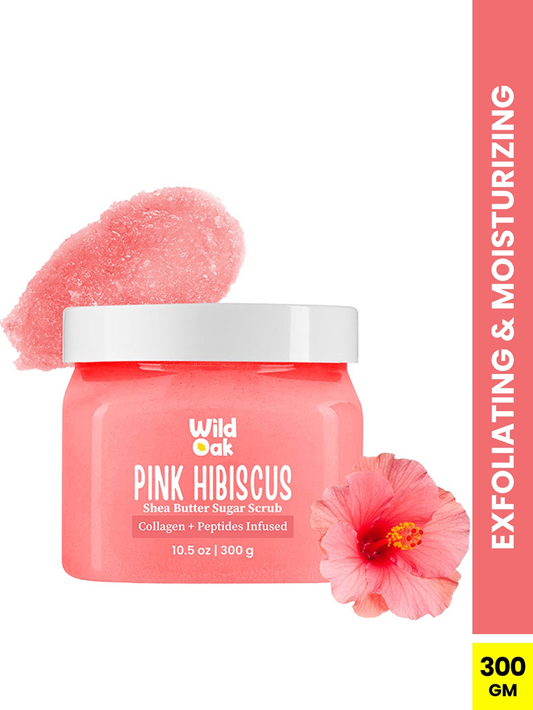 

Wild Oak Pink Hibiscus Shea Butter Sugar Body Scrub with Vitamin C & Collagen - 300g