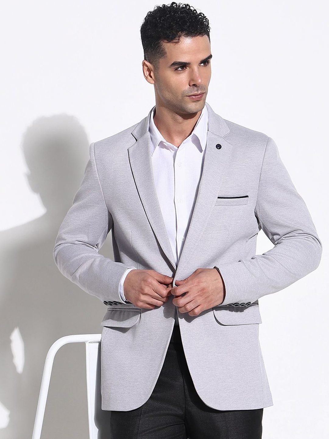 

SHOWOFF Slim-Fit Single-Breasted Blazers, Grey