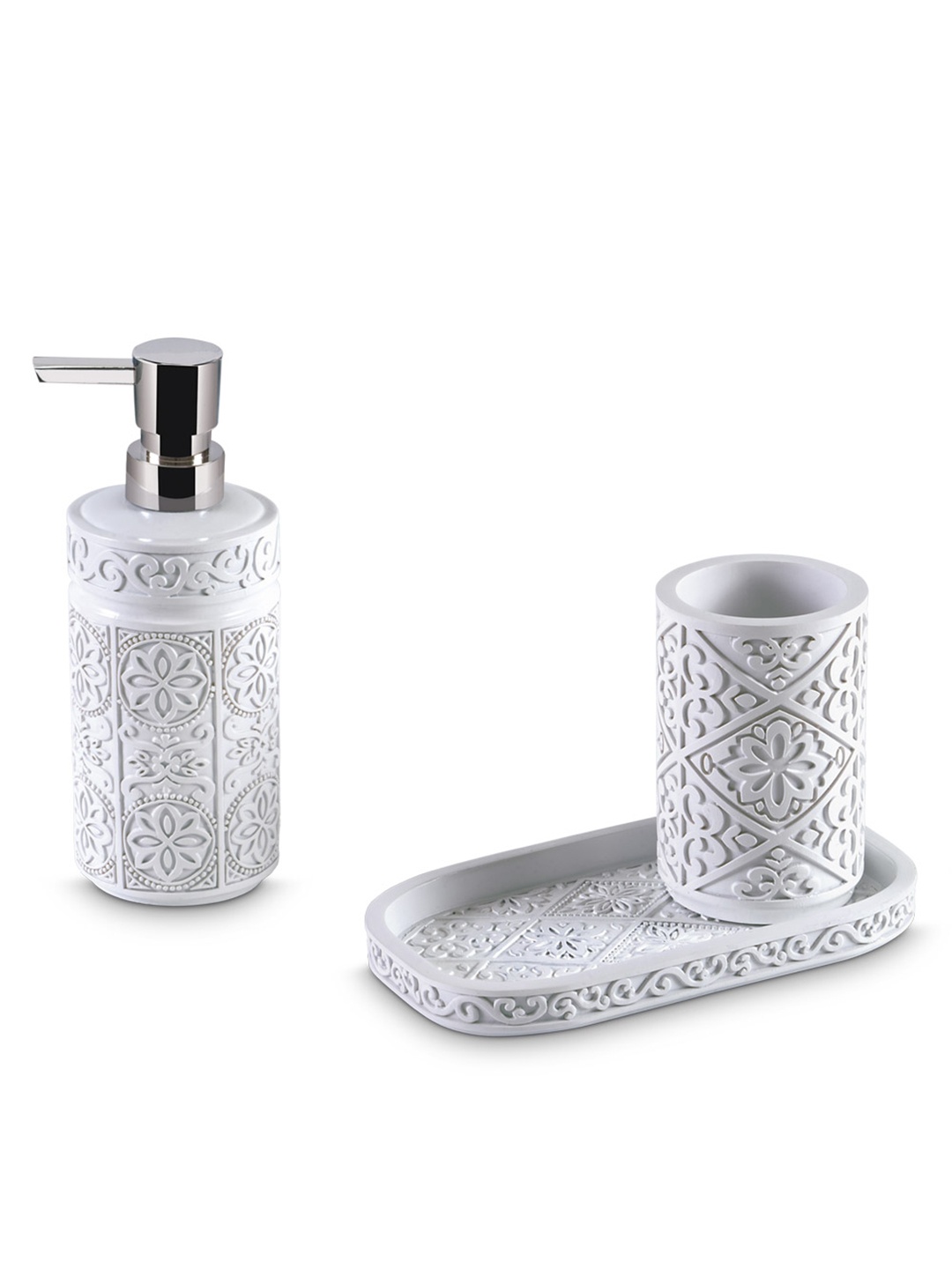 

Freelance White 3 piece Solid Polyresin Bath Accessories Set