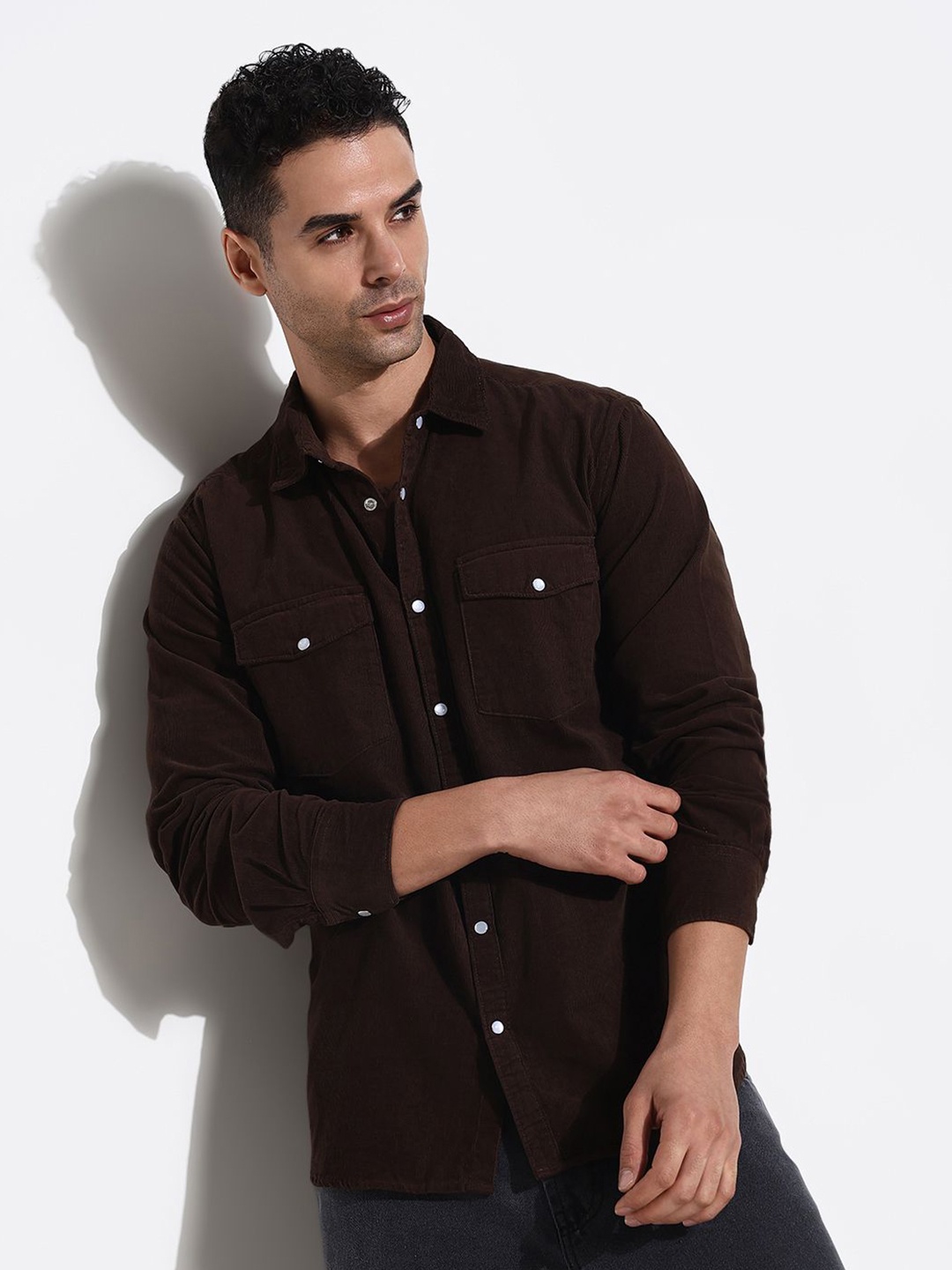 

SHOWOFF Men Comfort Slim Fit Opaque Casual Shirt, Brown