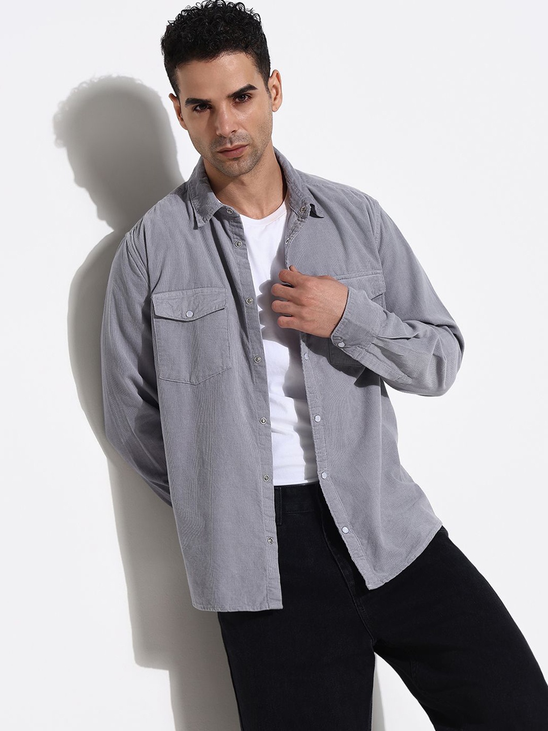 

SHOWOFF Men Comfort Slim Fit Opaque Casual Shirt, Grey
