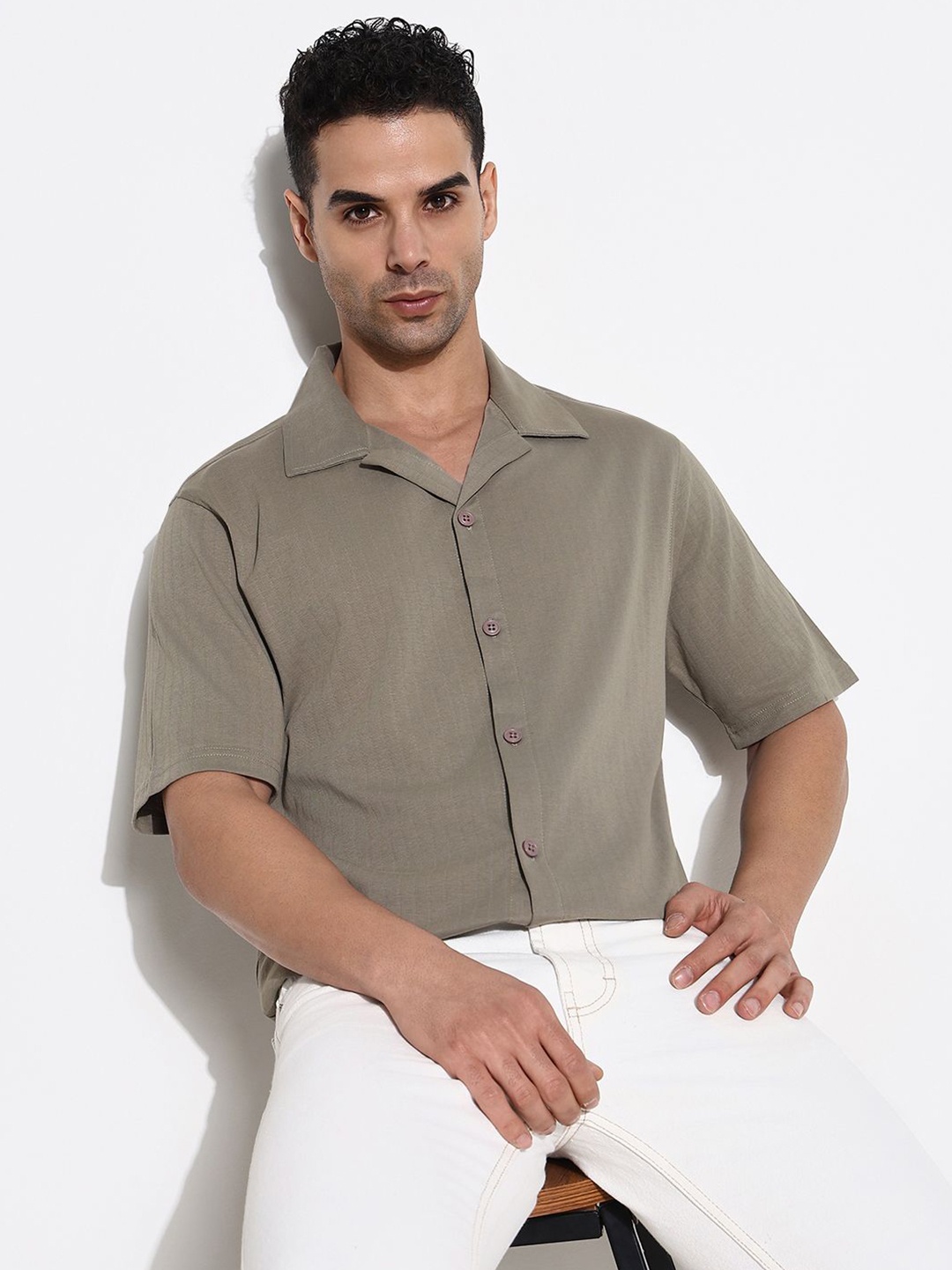 

SHOWOFF Men Comfort Opaque Casual Shirt, Olive