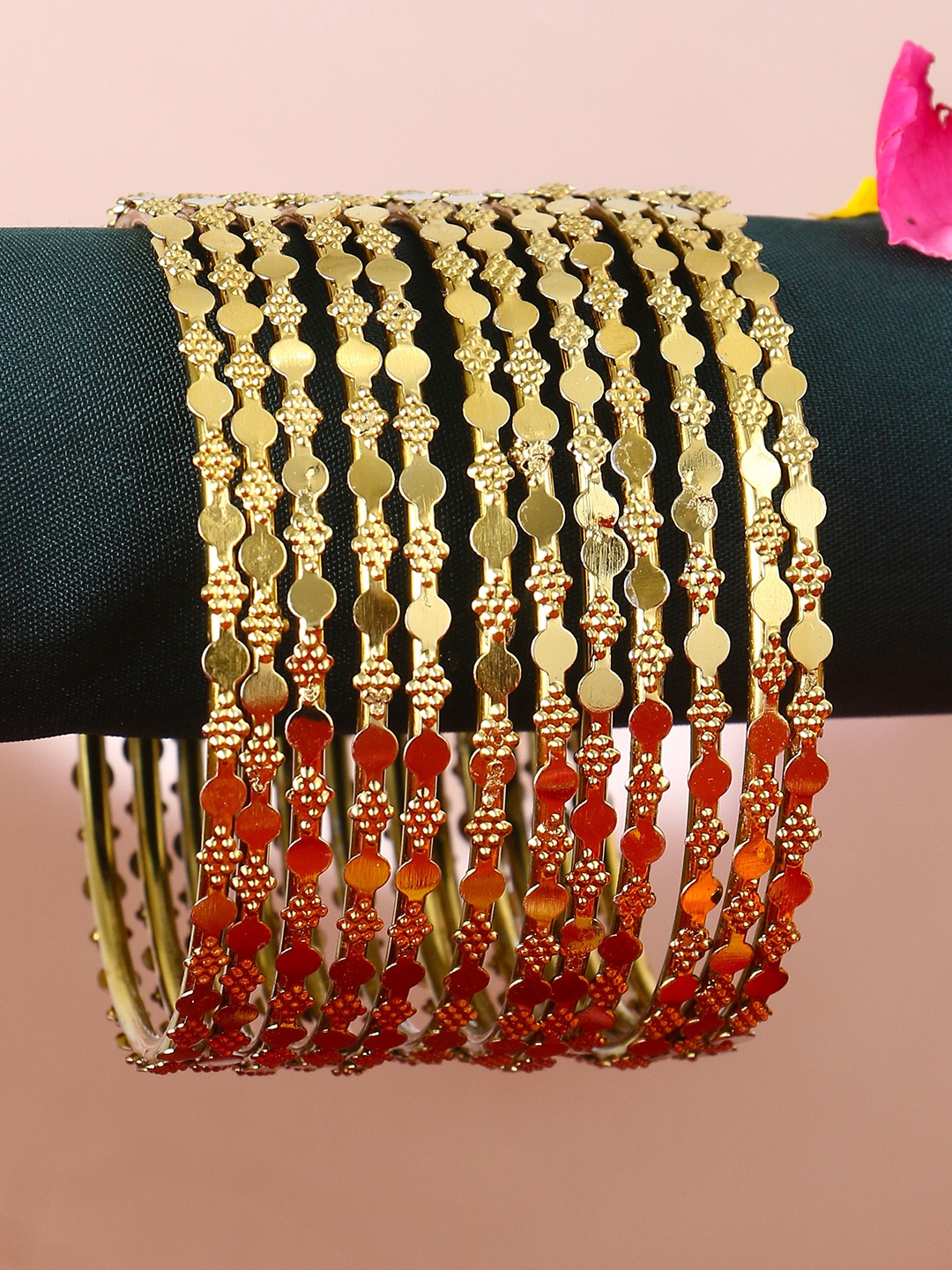 

Adwitiya Collection Set Of 12 Gold-Plated Bangles