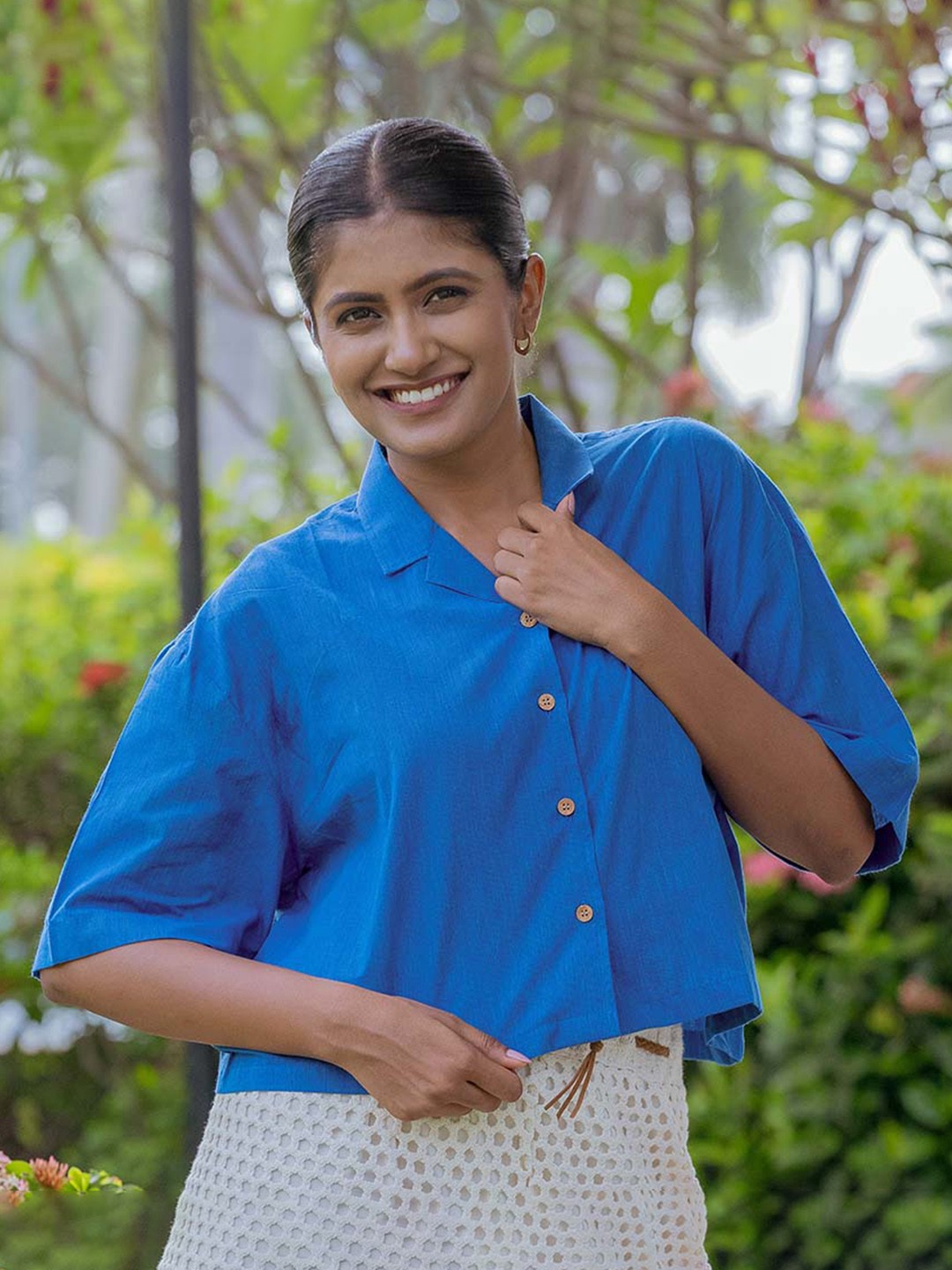 

VILAASITA Women Comfort Casual Shirt, Blue