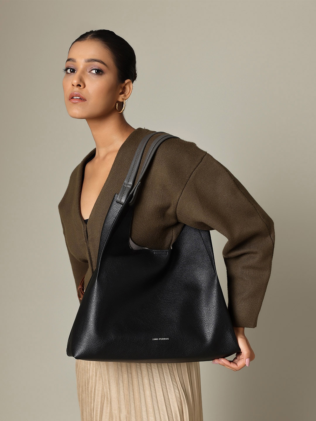 Lino Perros Shopper Tote Bag with Pouch, Black