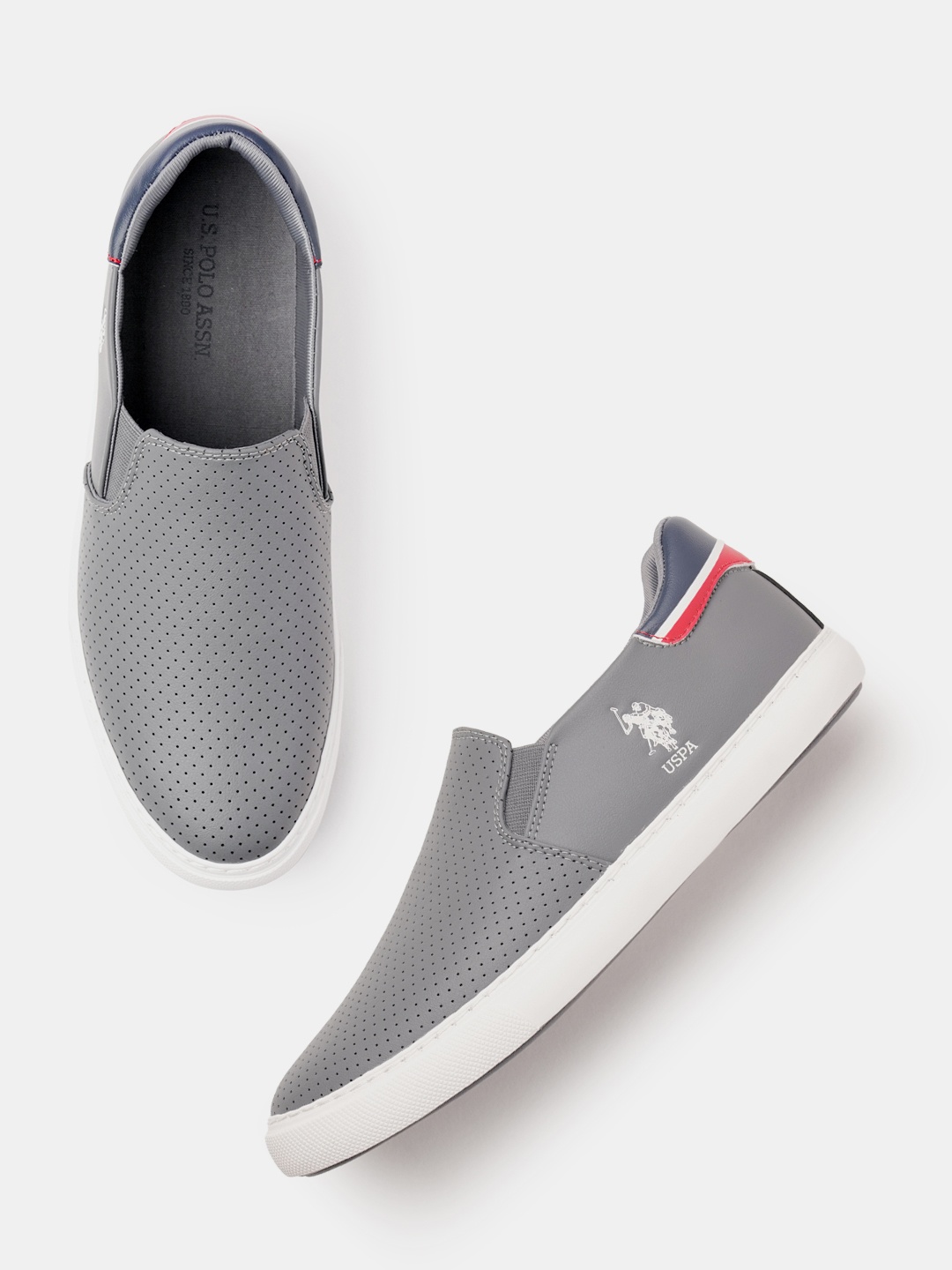

U.S. Polo Assn. Men PU Slip-On Sneakers, Grey