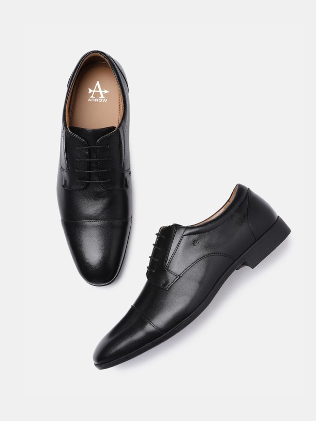 

Arrow Men Leather Formal Derby Shoes, Black