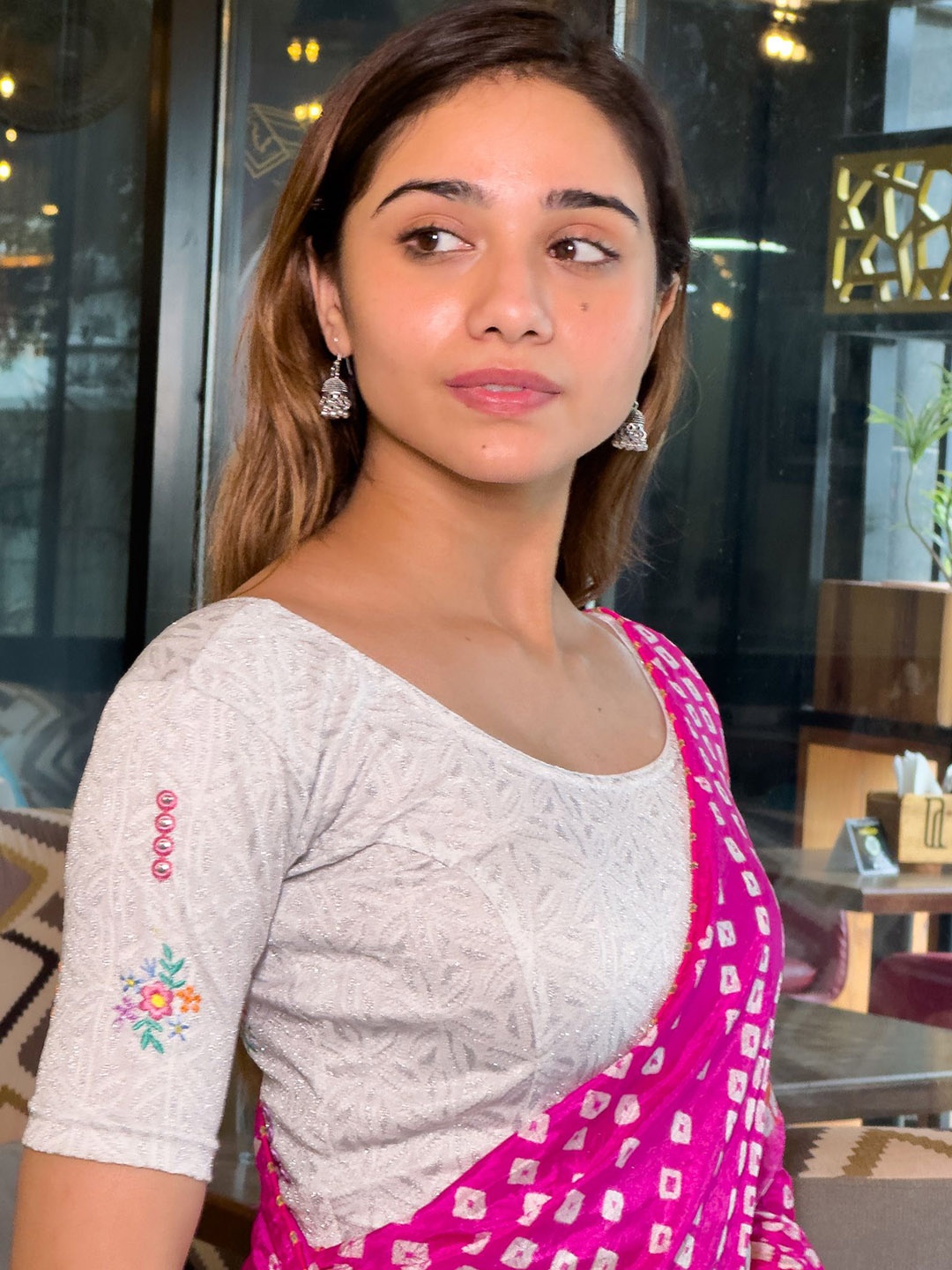 Bindigasm's Advi Embroidered Stretchable Saree Blouse, White