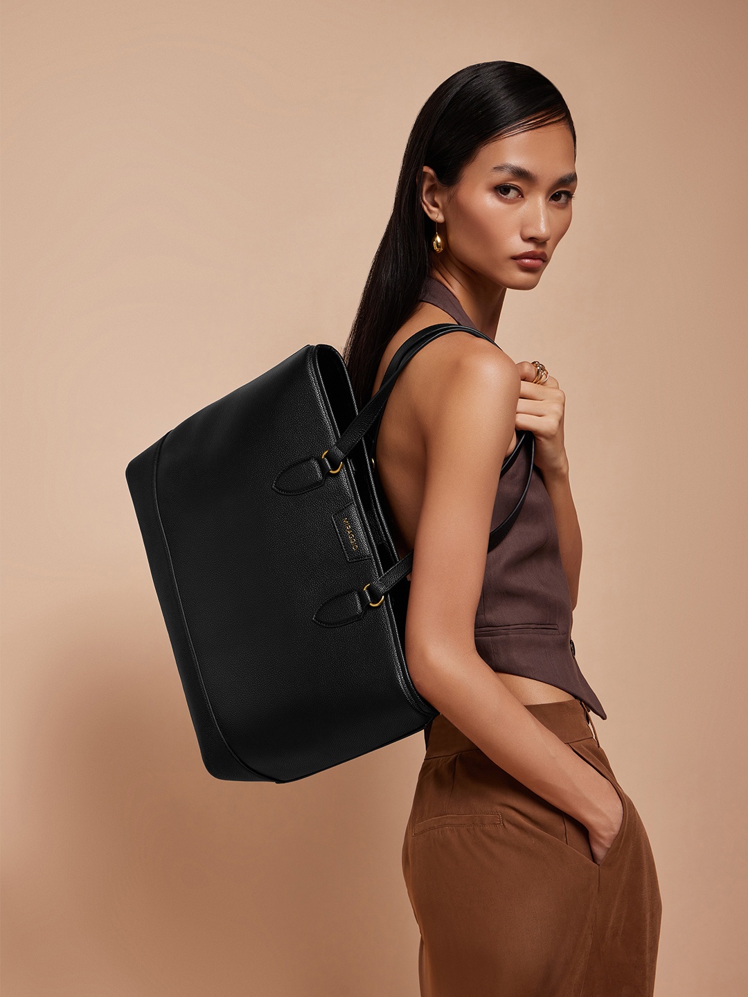 

MIRAGGIO Black PU Christina Tote Bag