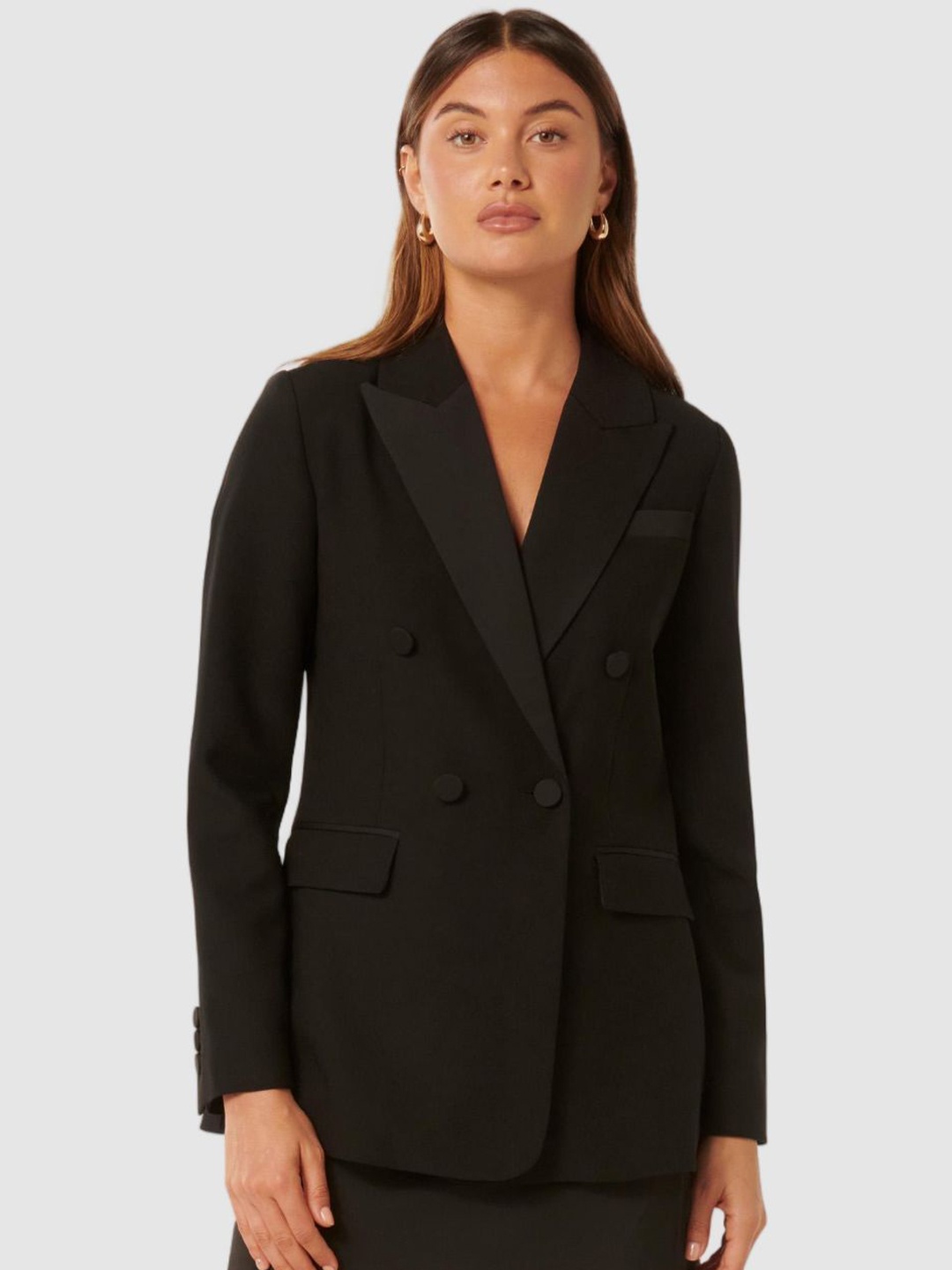 

Forever New Tailored Fit Tuxedo Blazer, Black