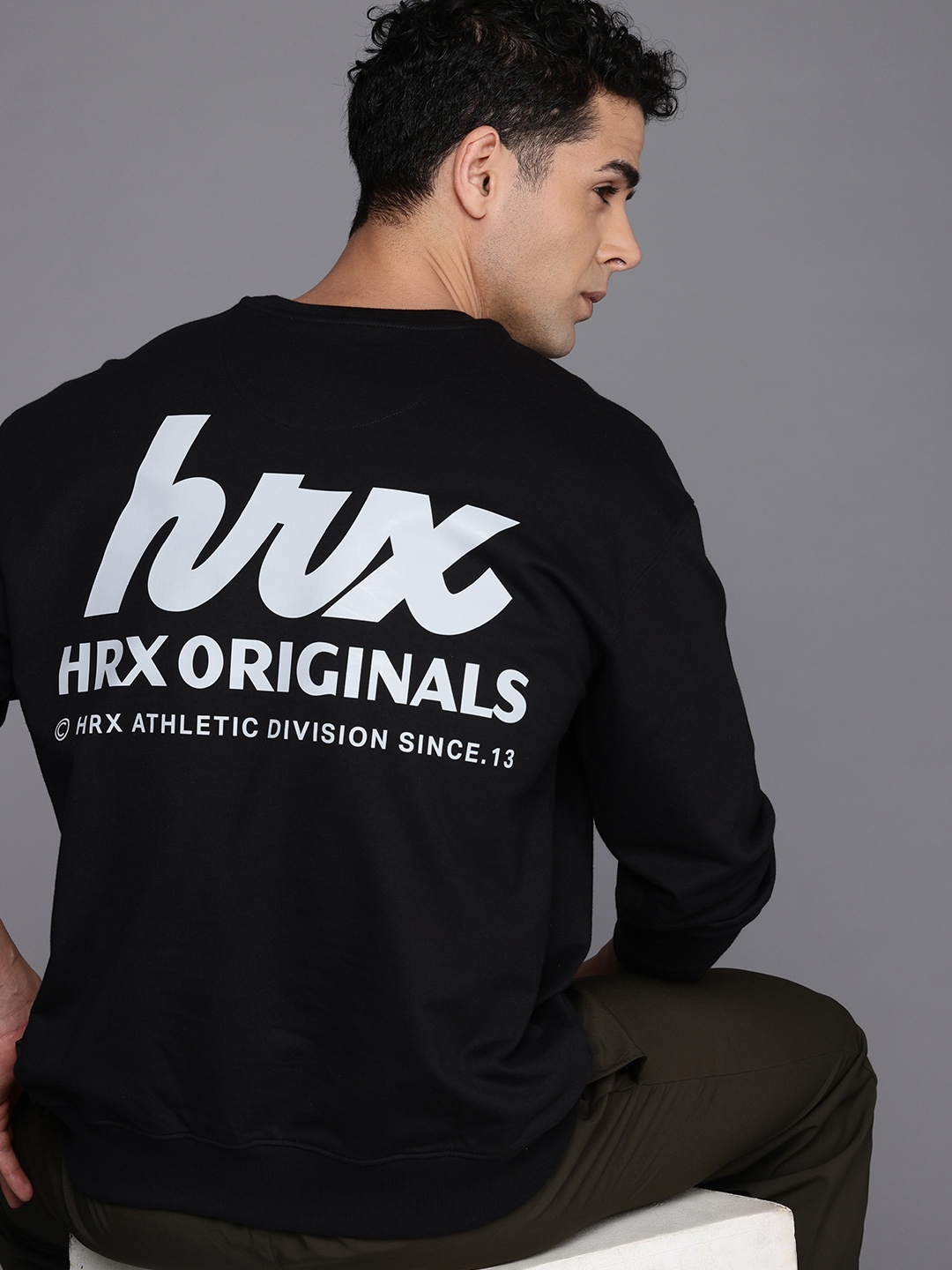 

HRX by Hrithik Roshan Men Typography Printed Oversized Sweatshirt, Black