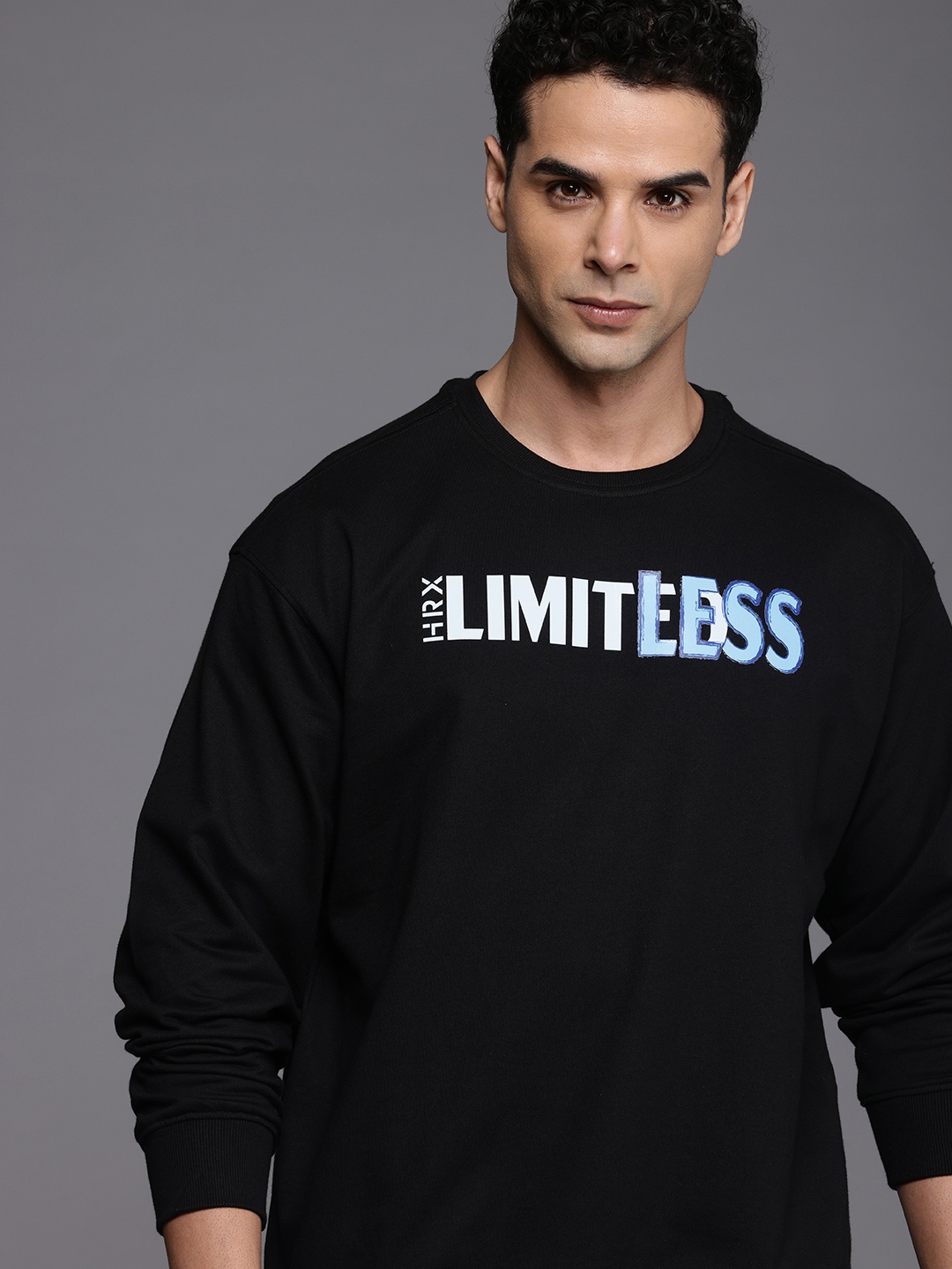 

HRX by Hrithik Roshan Men Typography Printed Oversized Sweatshirt, Black