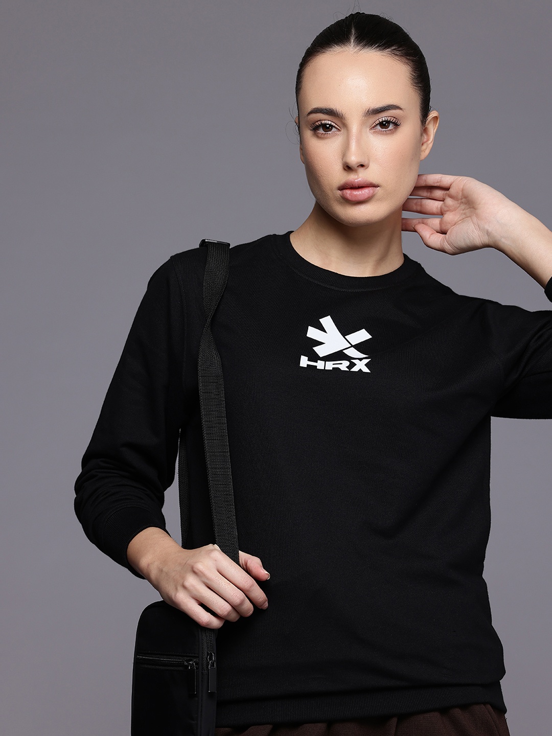 

HRX by Hrithik Roshan Women Printed Sweatshirt, Black