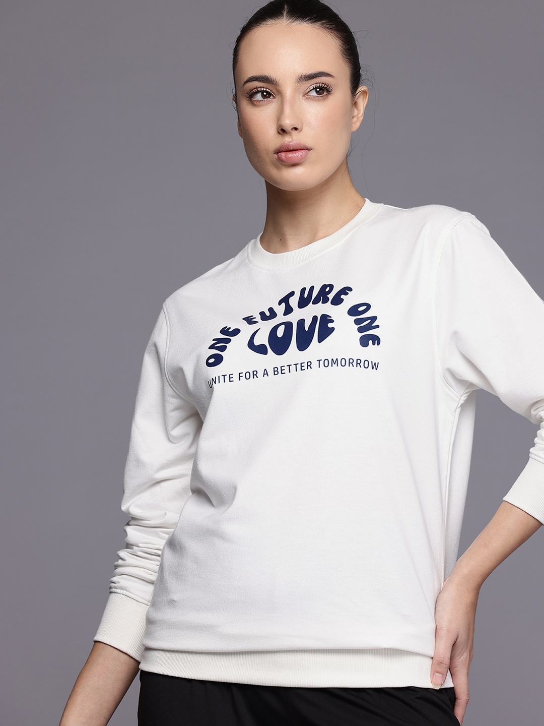 

HRX by Hrithik Roshan Women Printed Sweatshirt, White