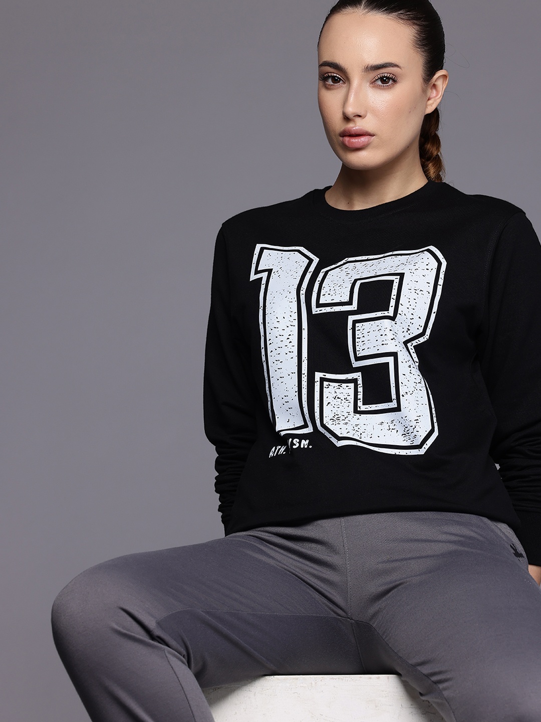 

HRX by Hrithik Roshan Women Printed Sweatshirt, Black