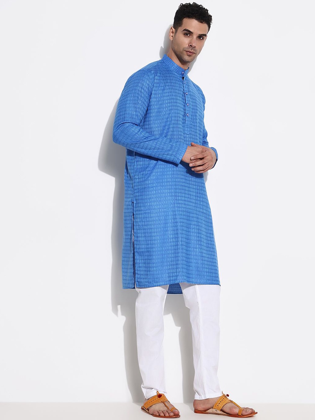 

SHOWOFF Men Regular Kurta with Trousers, Blue