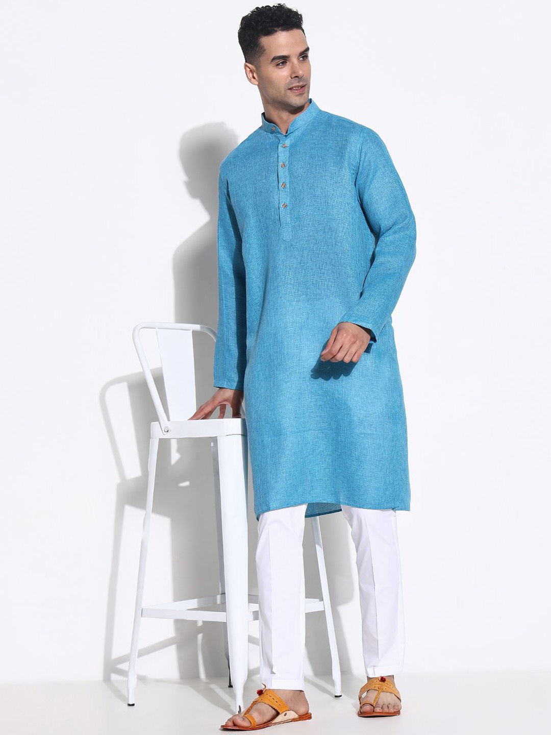 

SHOWOFF Men Regular Kurta with Trousers, Blue