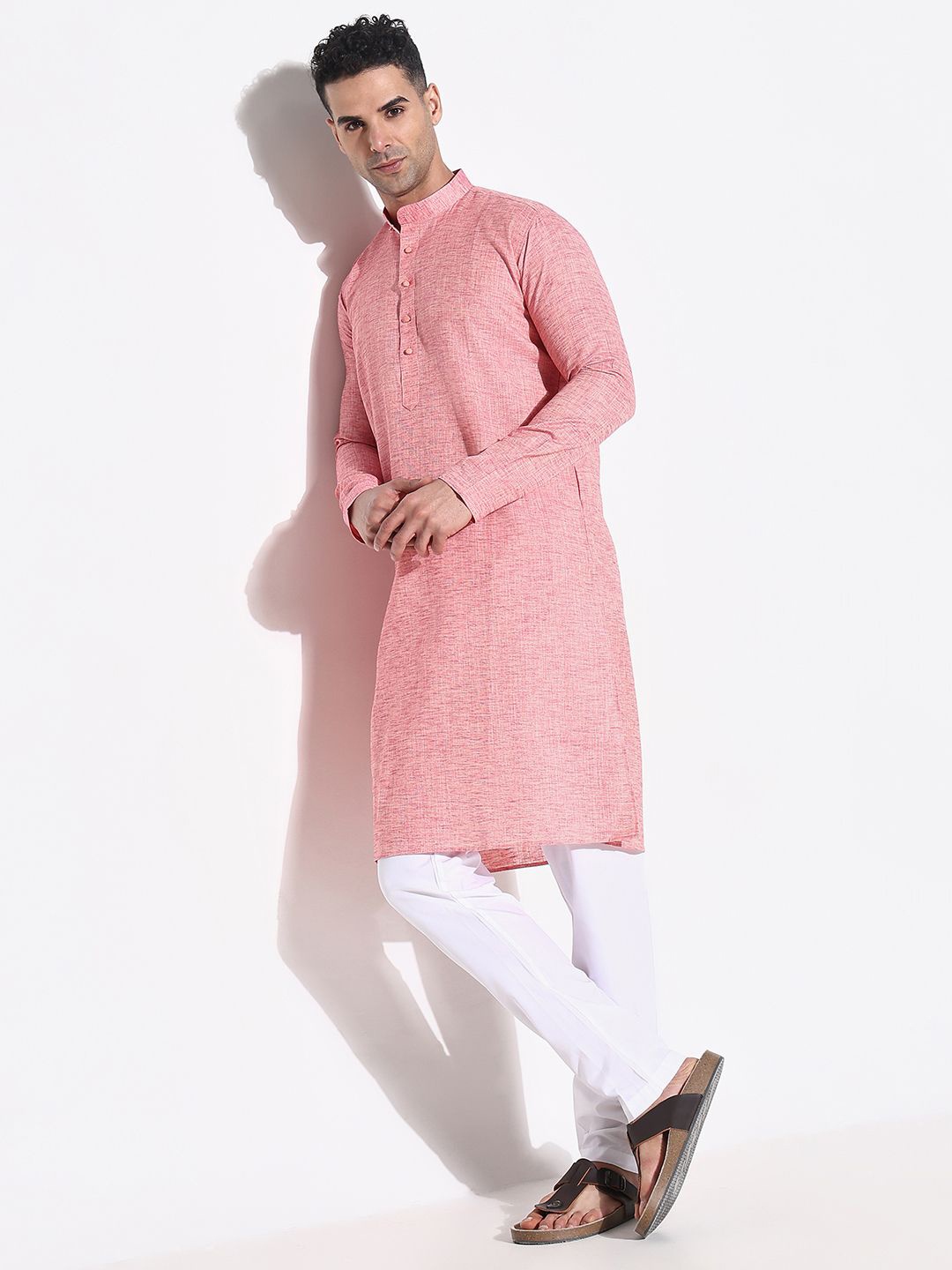 

SHOWOFF Men Regular Kurta with Pyjamas, Peach