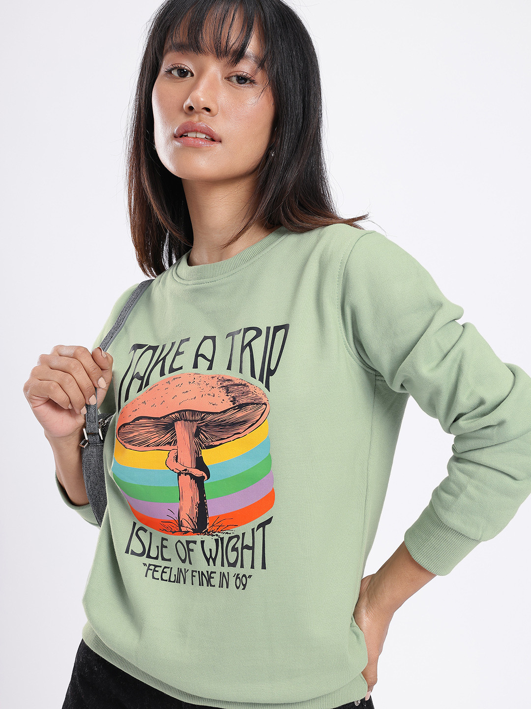 

glitchez Street Swag Graphic Printed Sweatshirt, Green