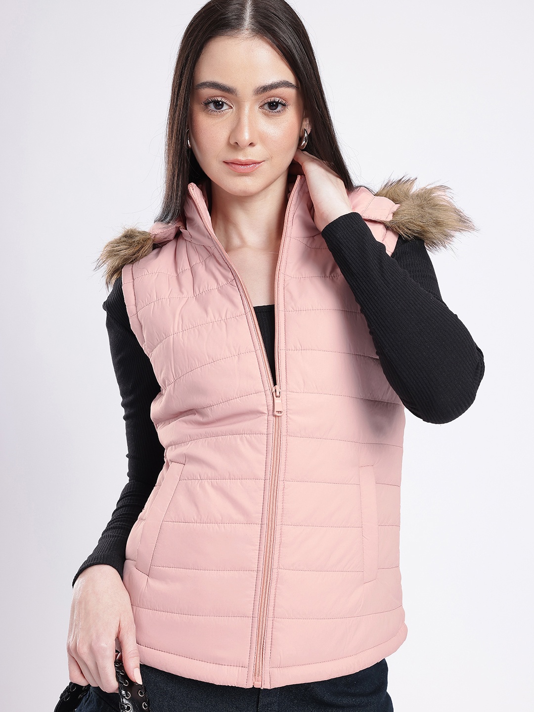 

glitchez Cool Vibe Lightly Padded Hooded Jacket, Pink