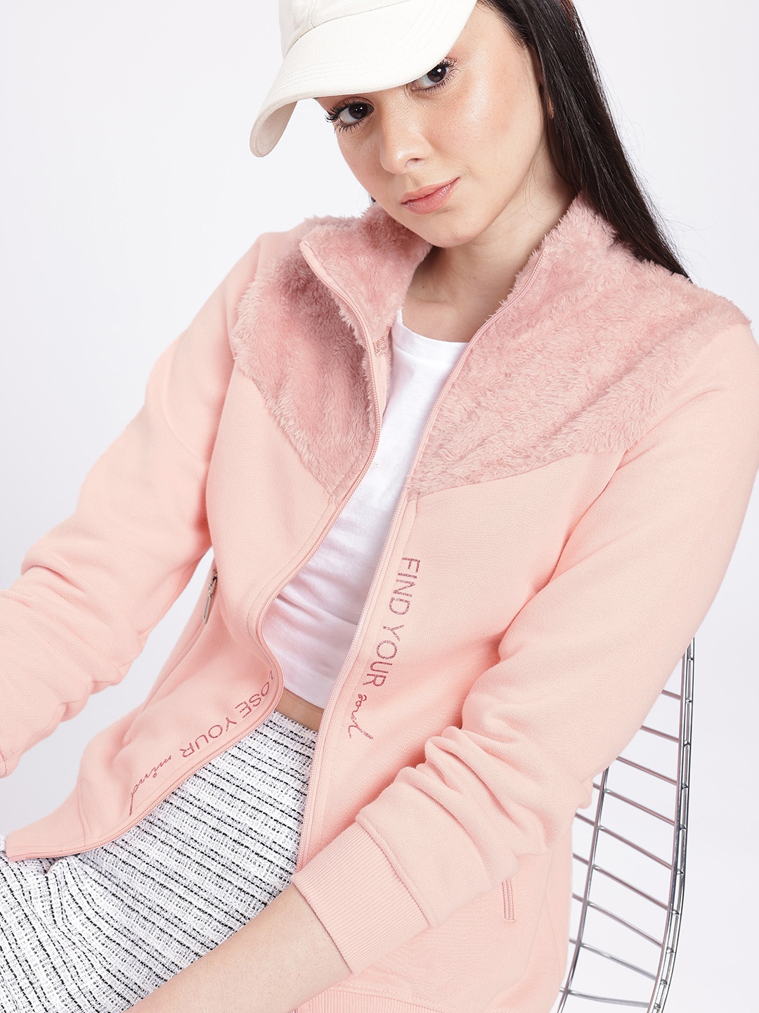 

glitchez Urban Flair Faux Fur Printed Sweatshirt, Pink
