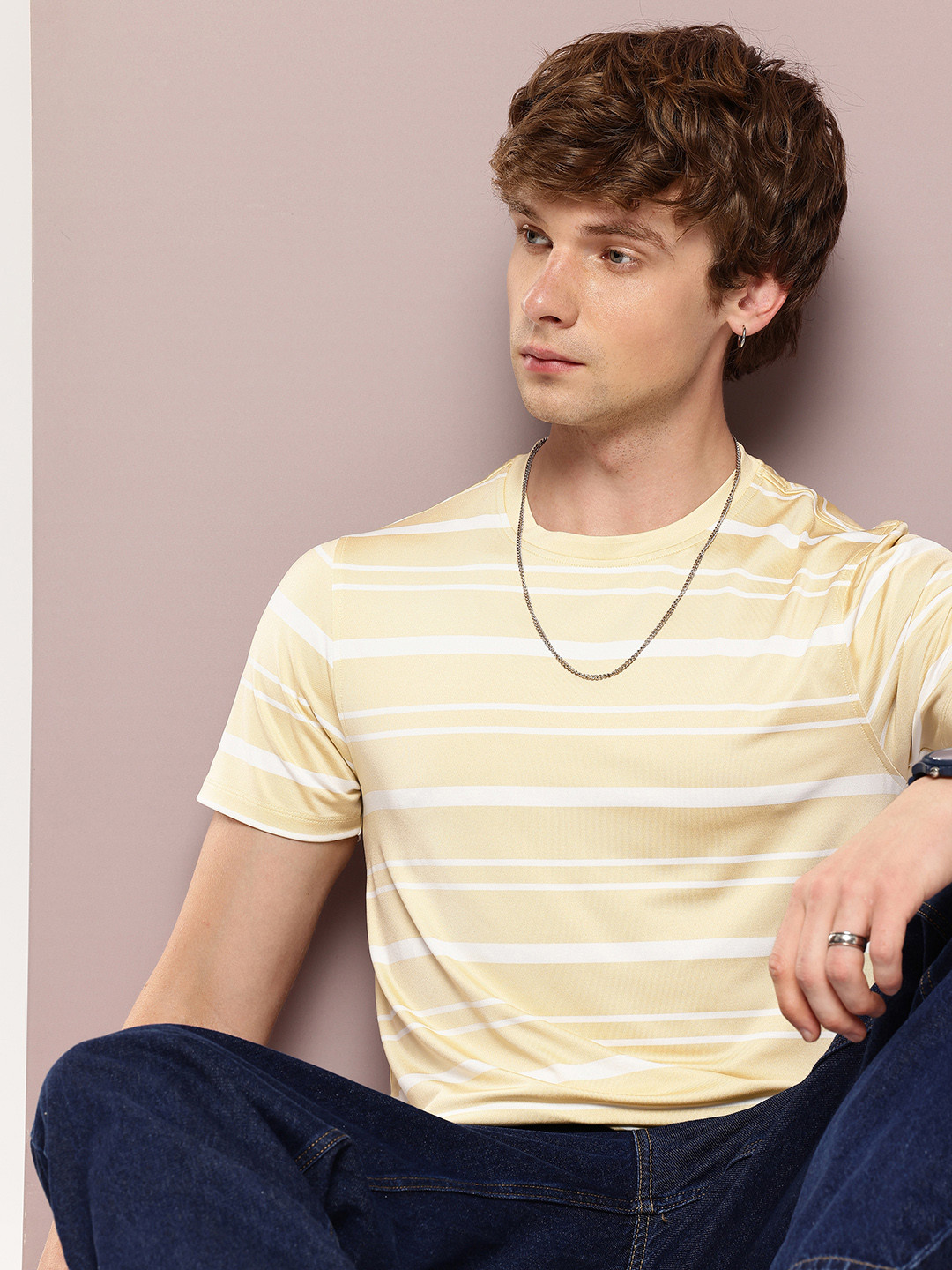 

Kook N Keech Men Striped T-shirt, Yellow