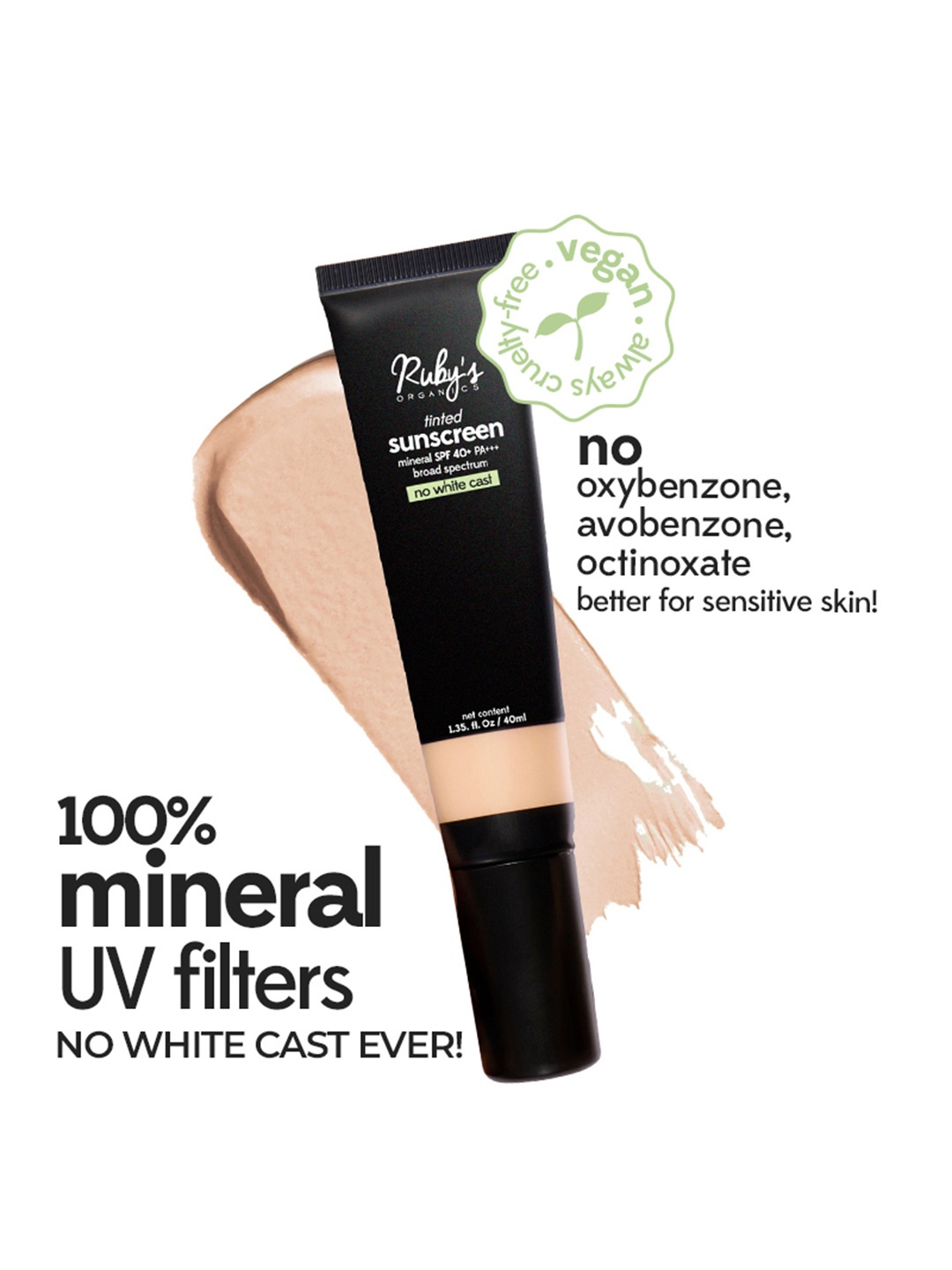 

Ruby's Organics Tinted Mineral Sunscreen SPF 40 - 40 ml, Beige