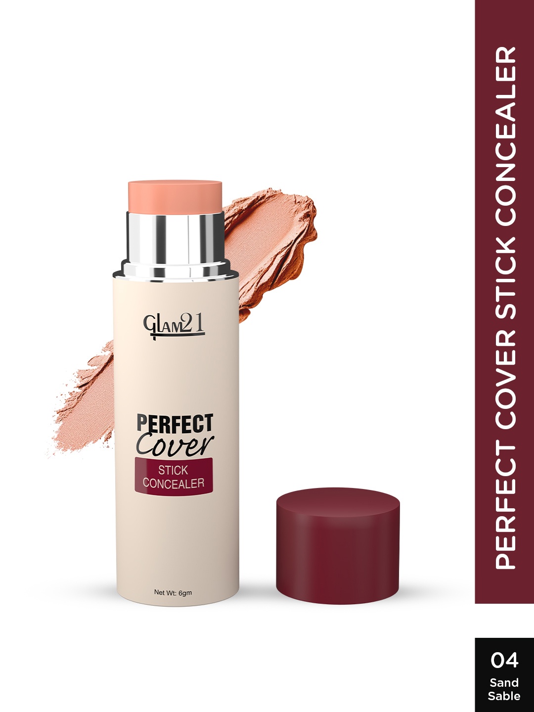 

GLAM21 Perfect Cover Waterproof Full Coverage Stick Concealer - 6 g - SandSable - 04, Beige