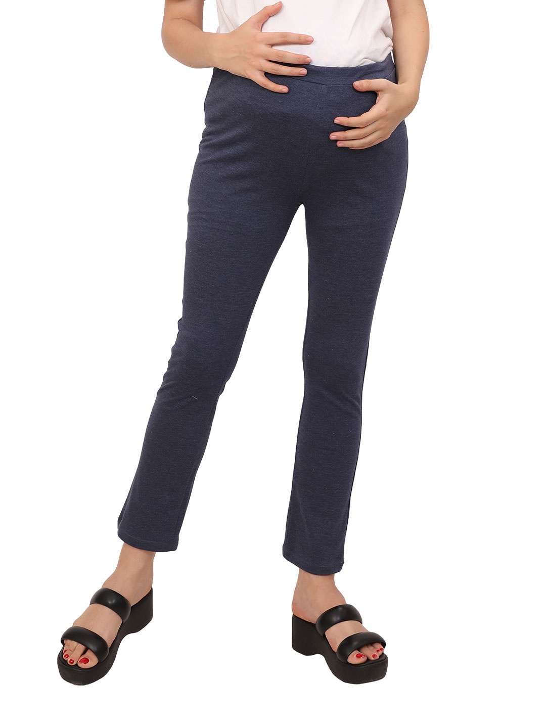 

mama & bebe Women Relaxed Fit High-Rise Maternity Trousers, Navy blue