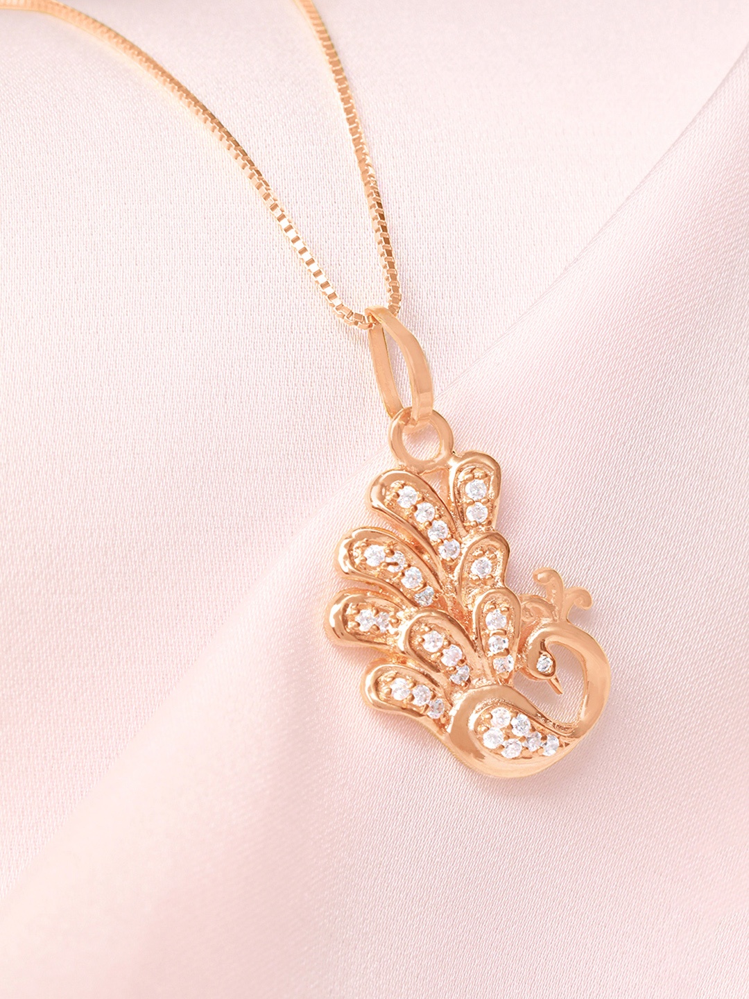

Zavya Rose Gold-Plated Peacock Shaped Pendants with Chains