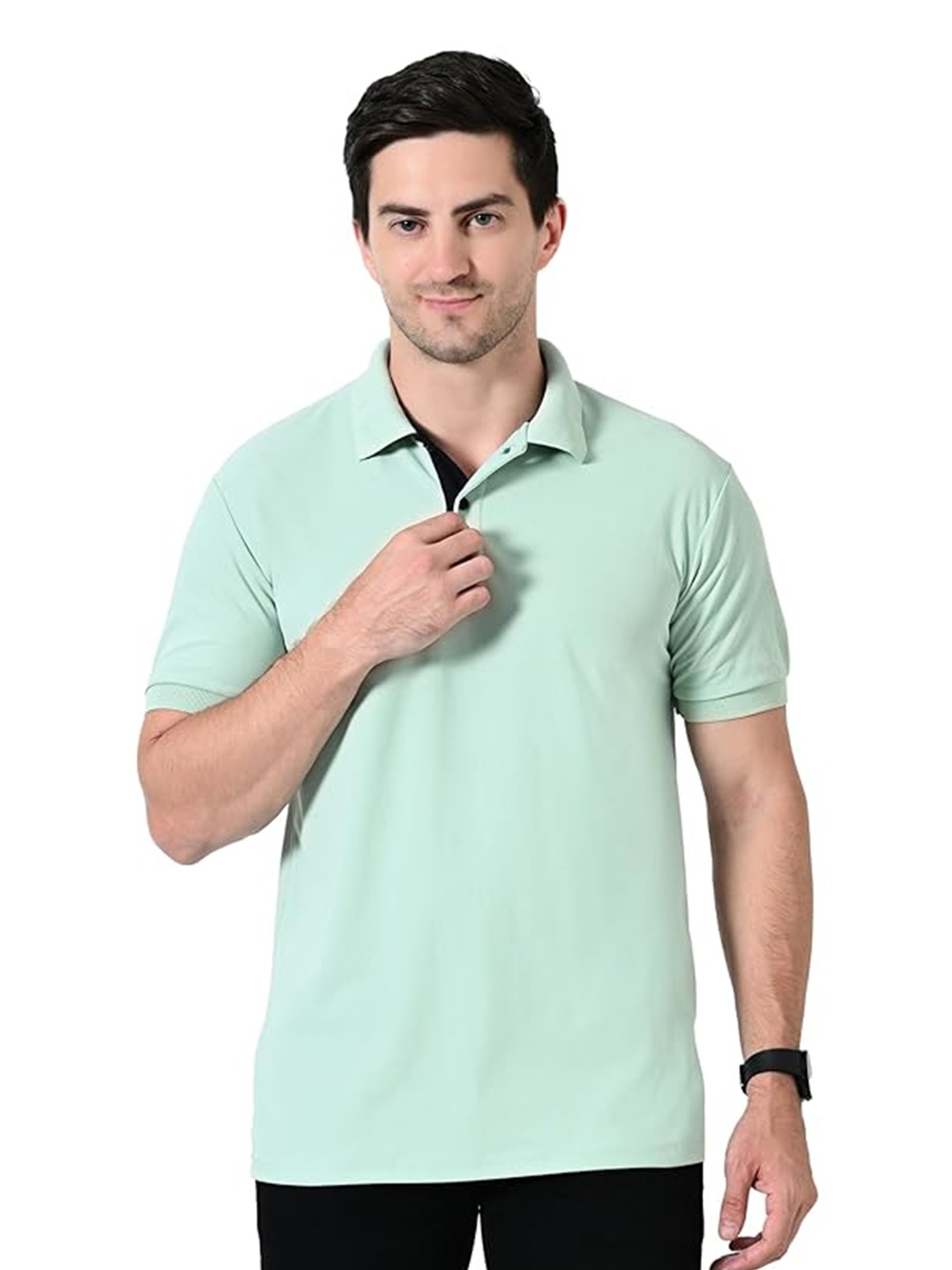 

OWL MINK Short Sleeves Polo Collar T-shirt, Green