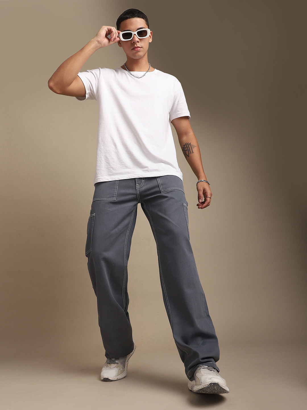 

DILLINGER Men Smart Cargos Trousers, Grey