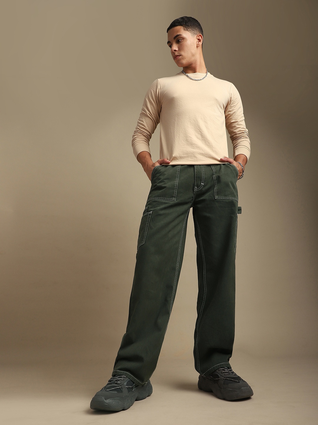 

DILLINGER Men Smart Cargos Trousers, Olive