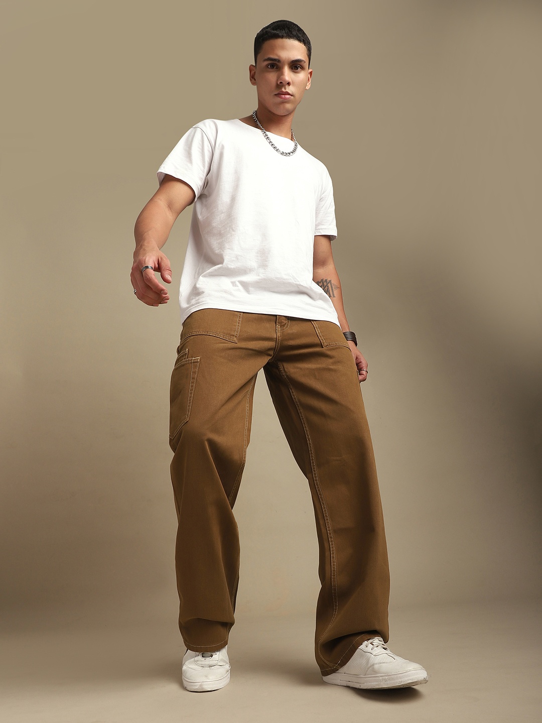 

DILLINGER Men Smart Cargos Trousers, Coffee brown