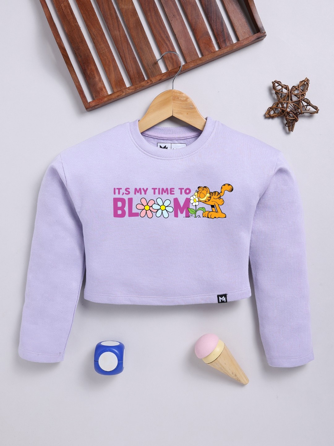 

YK X Minute Mirth Girls Garfield Printed T-shirt, Lavender
