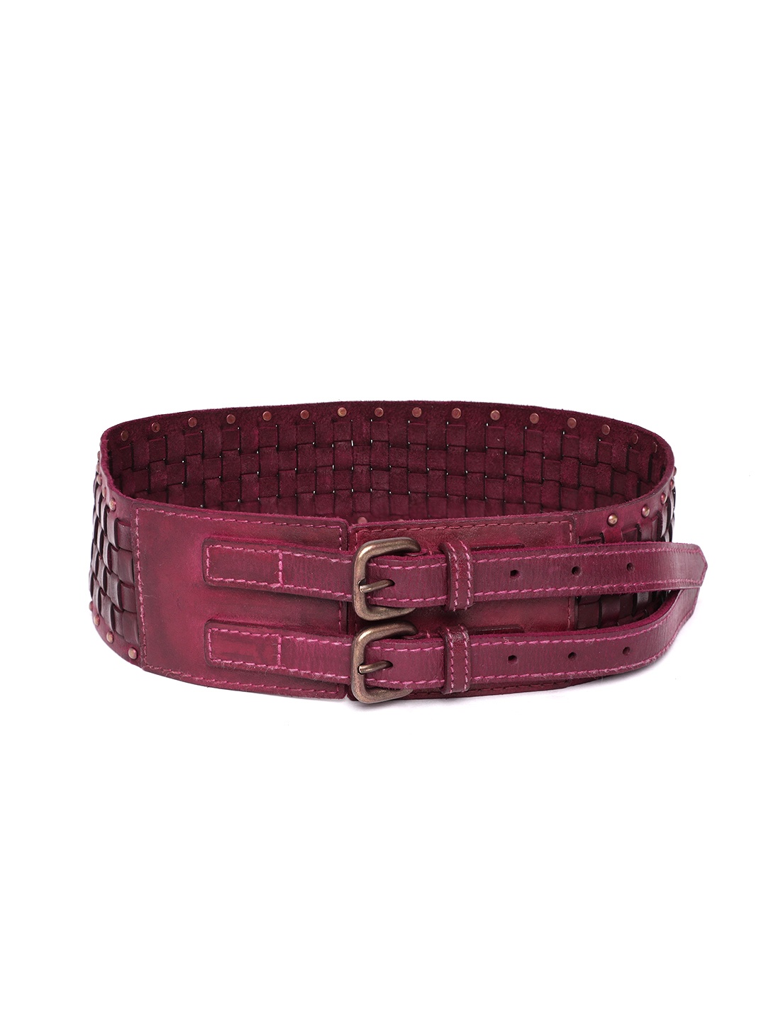 

ART N VINTAGE Women Textured Leather Belt, Purple