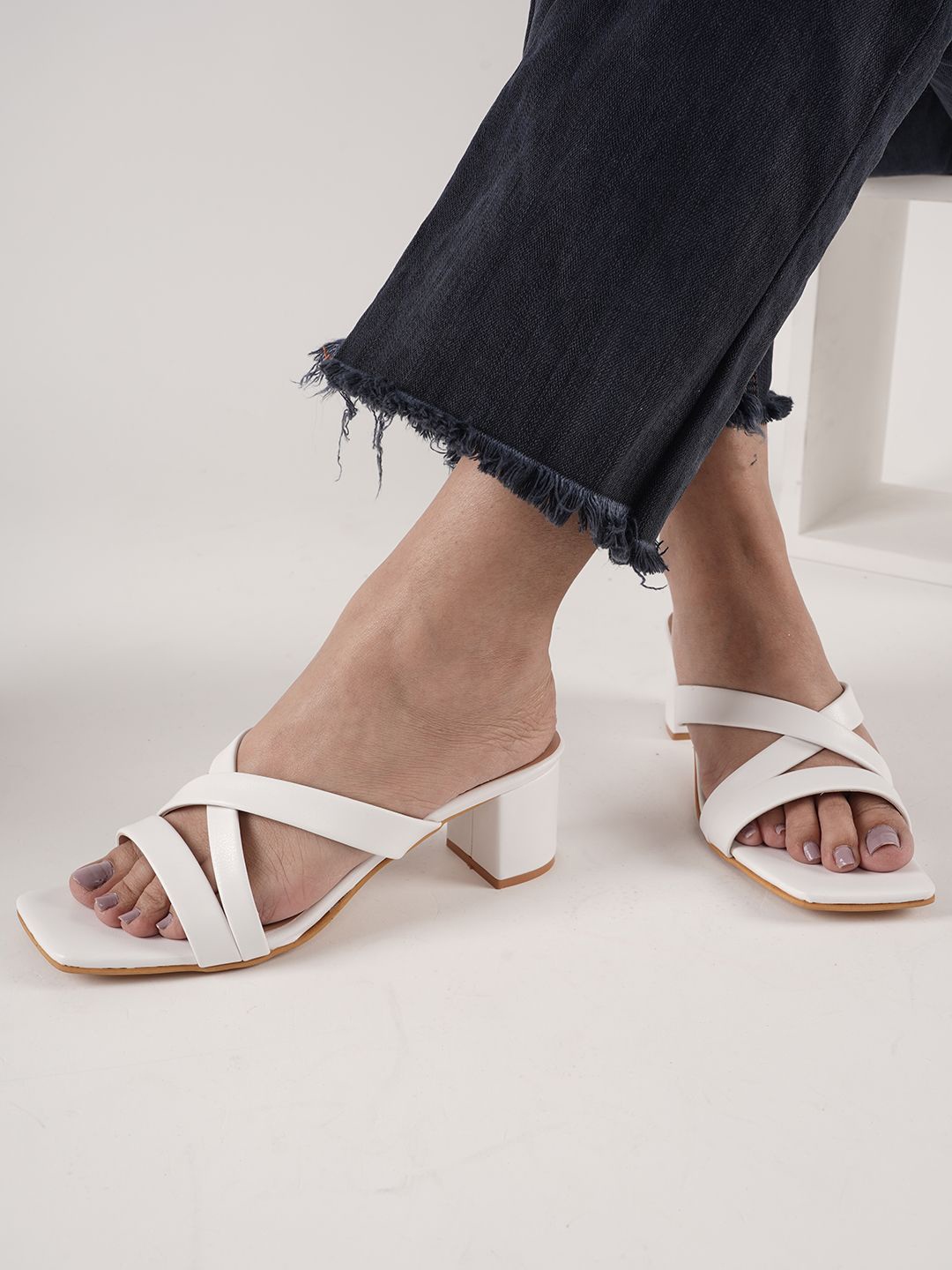 

DressBerry Block Sandals, White