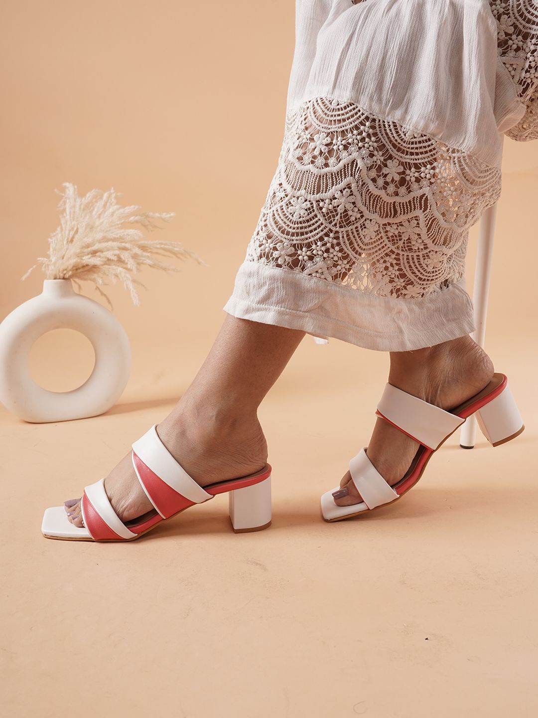 

DressBerry Block Sandals, White