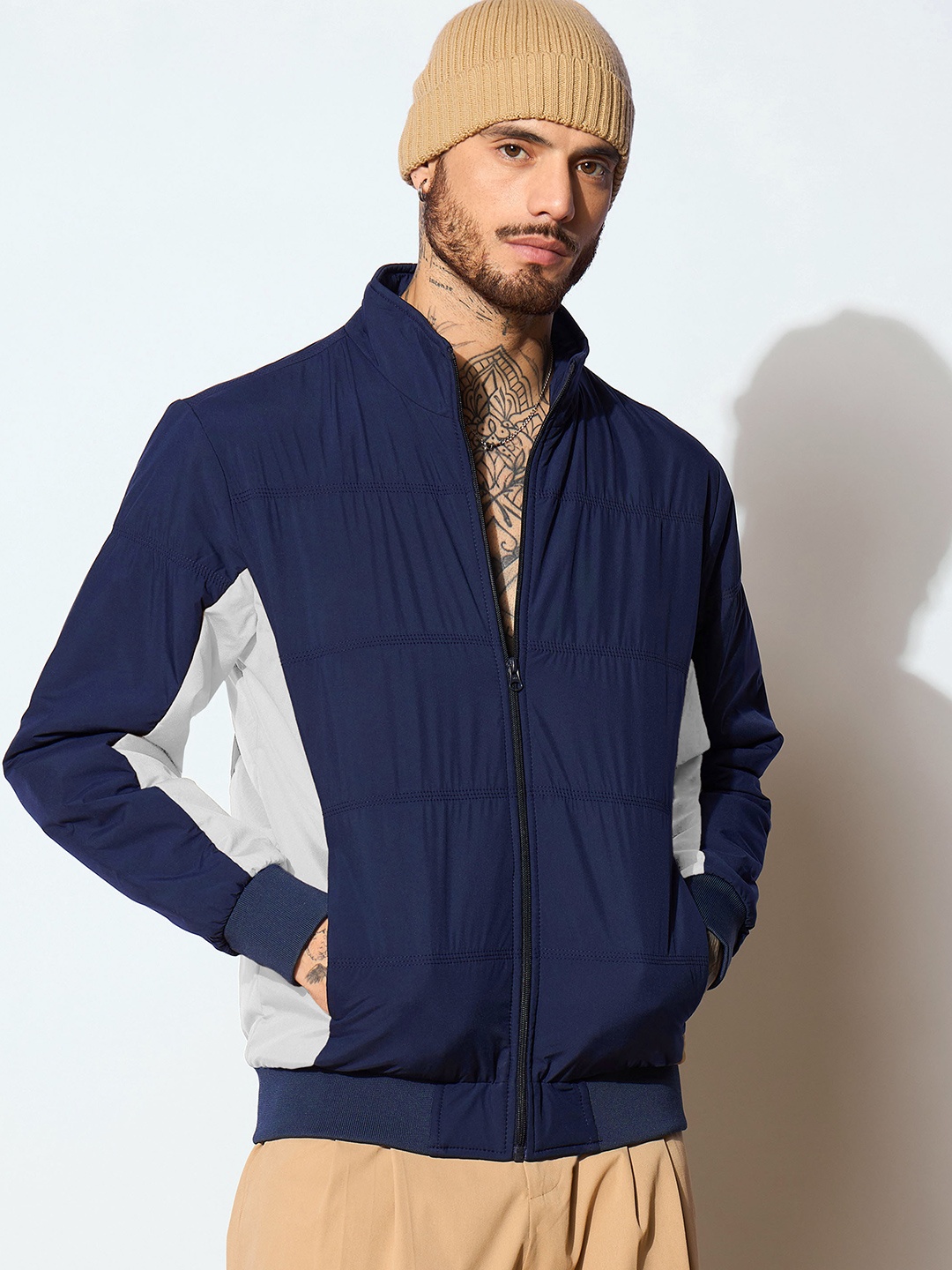 

MASCLN SASSAFRAS Men Bomber Jacket, Navy blue