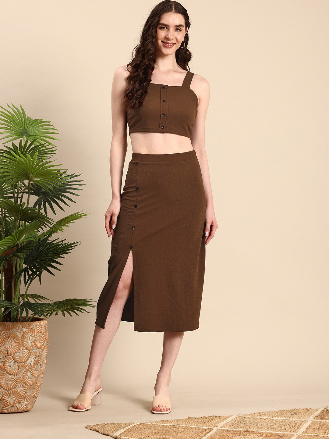 

Mast & Harbour Crop Top With Skirt, Brown