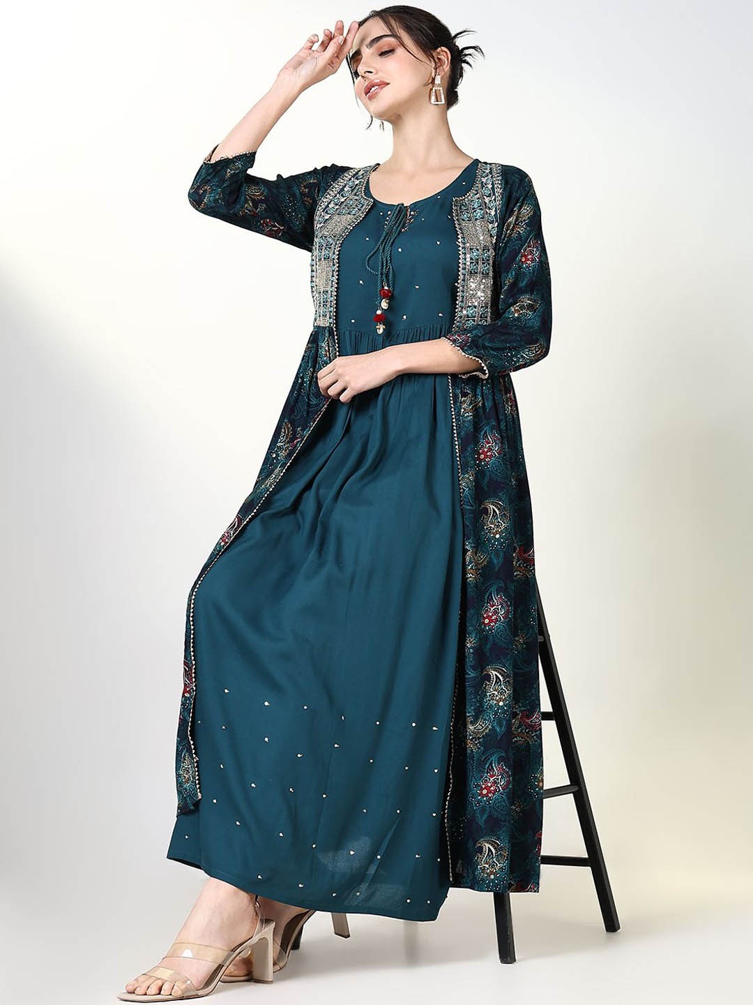 

SHOWOFF Women Indie Prints Kurta, Teal