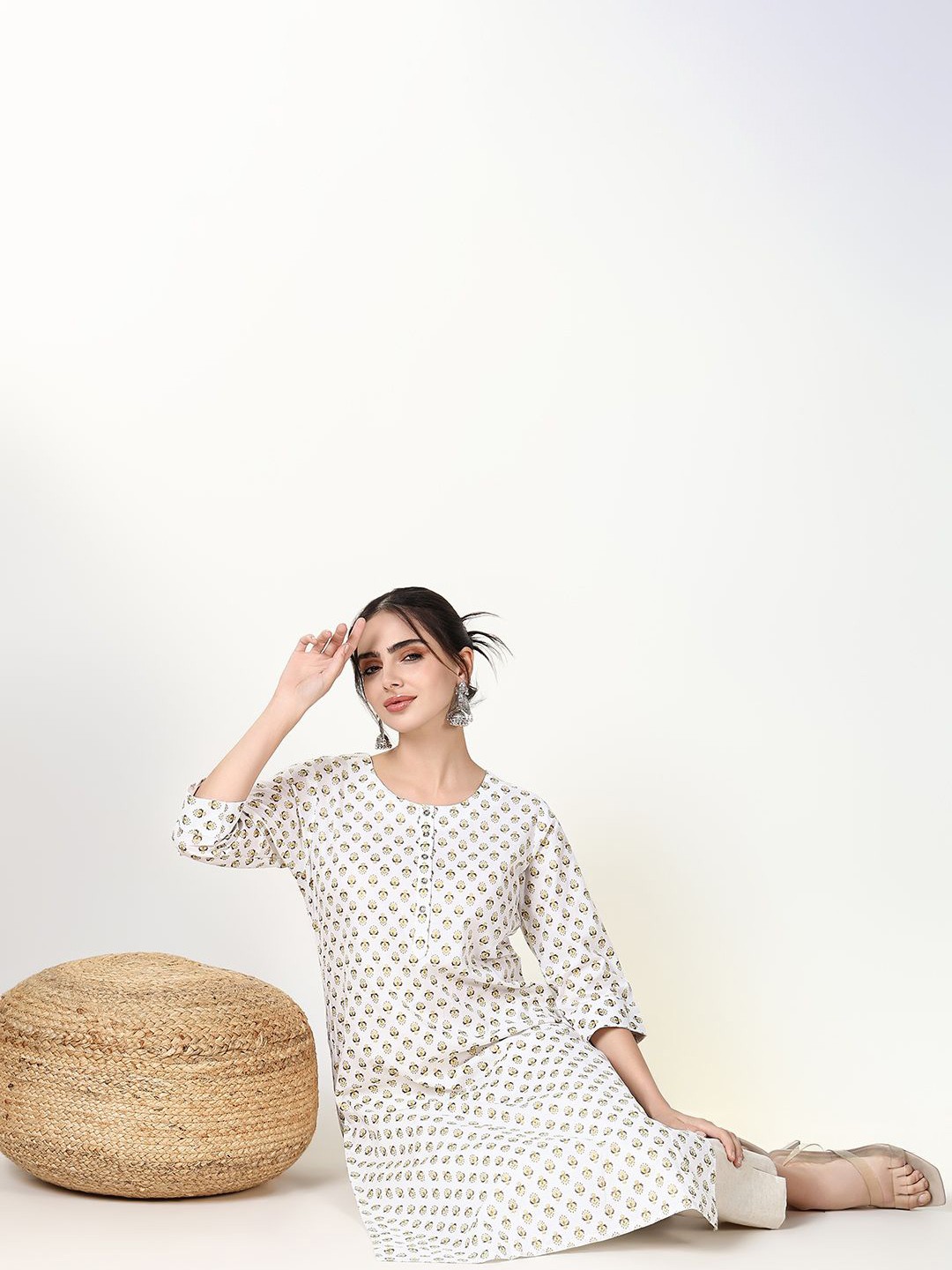 

SHOWOFF Women Floral Printed Floral Kurta, White